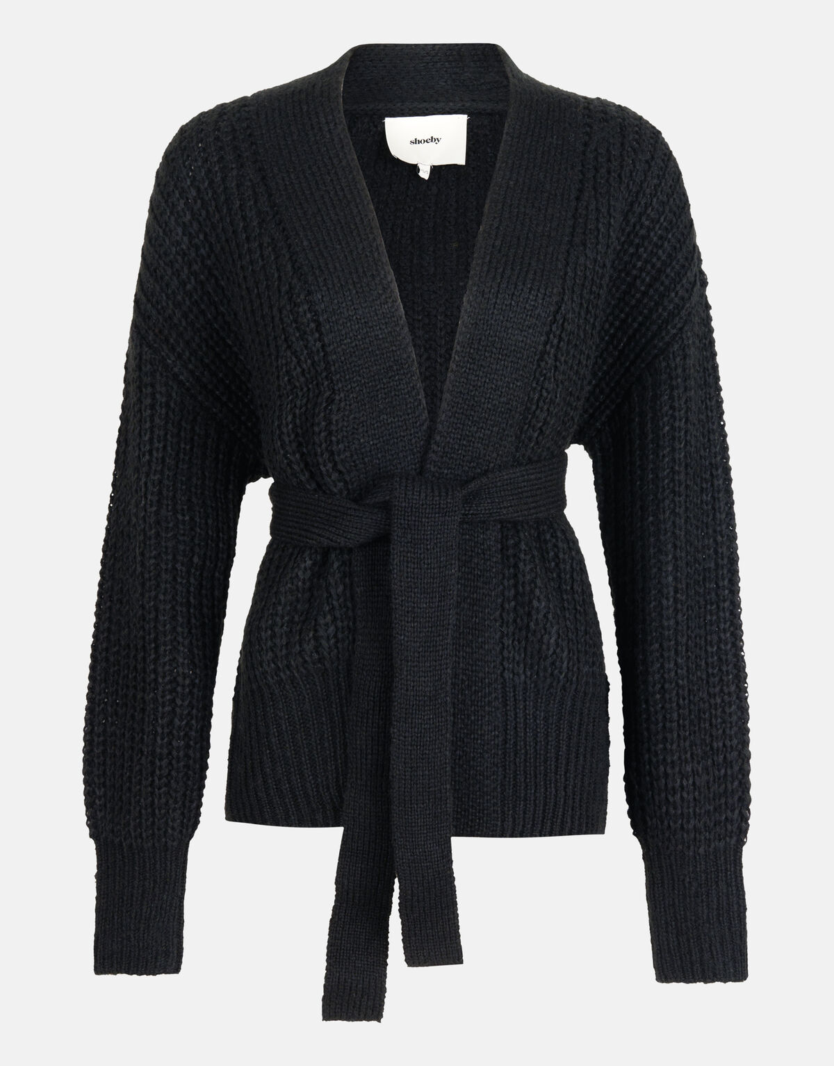 Strickjacke mit Gürtel Schwarz SHOEBY WOMEN