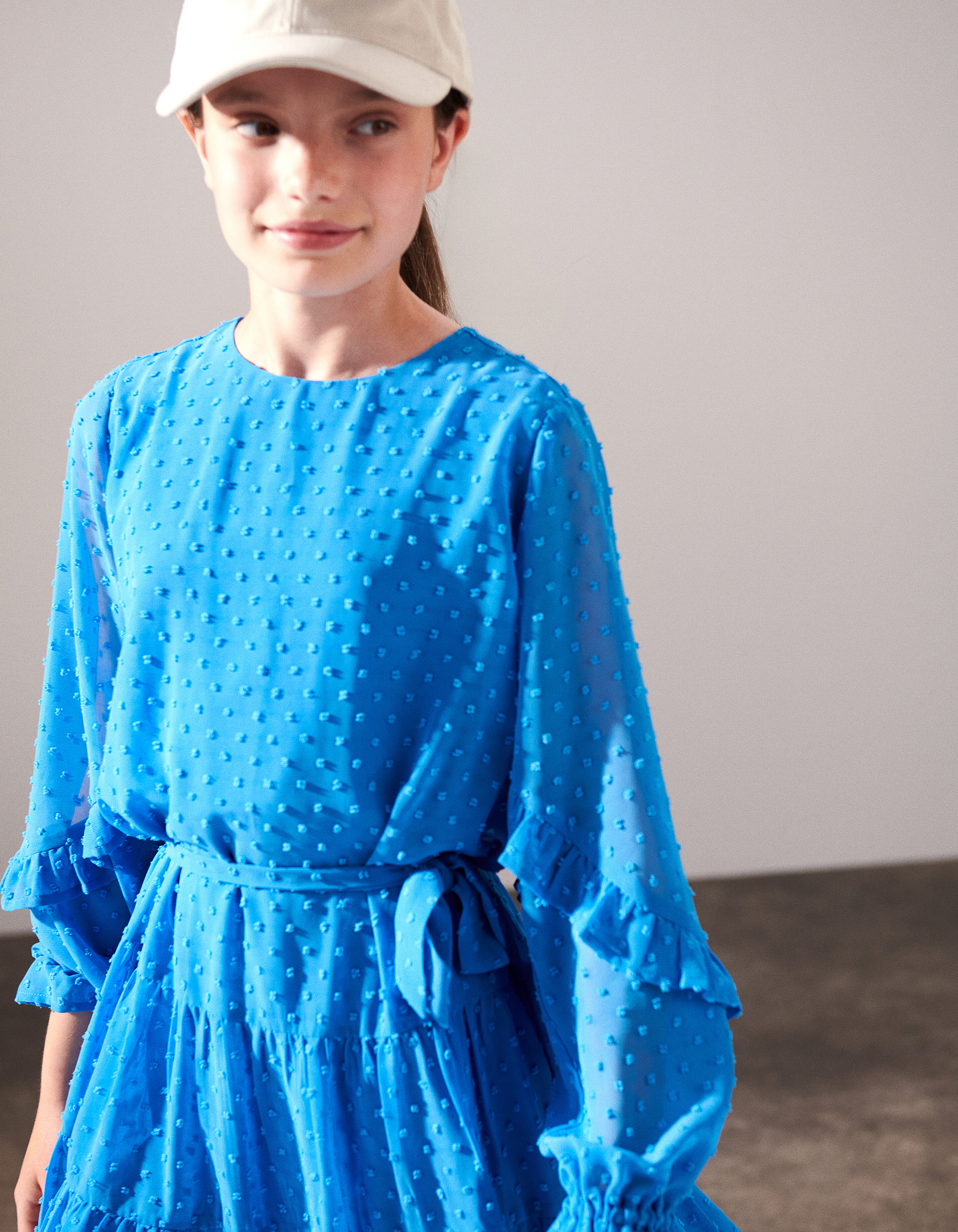 Chiffon-Pünktchenkleid Blau SHOEBY GIRLS