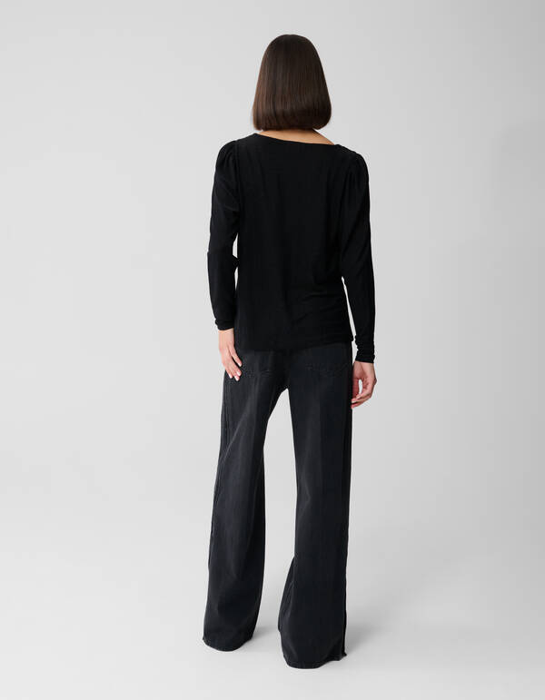 Glitzer-Drapiertes Top Schwarz SHOEBY WOMEN