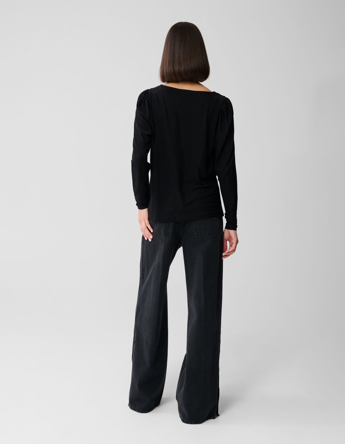 Glitzer-Drapiertes Top Schwarz SHOEBY WOMEN