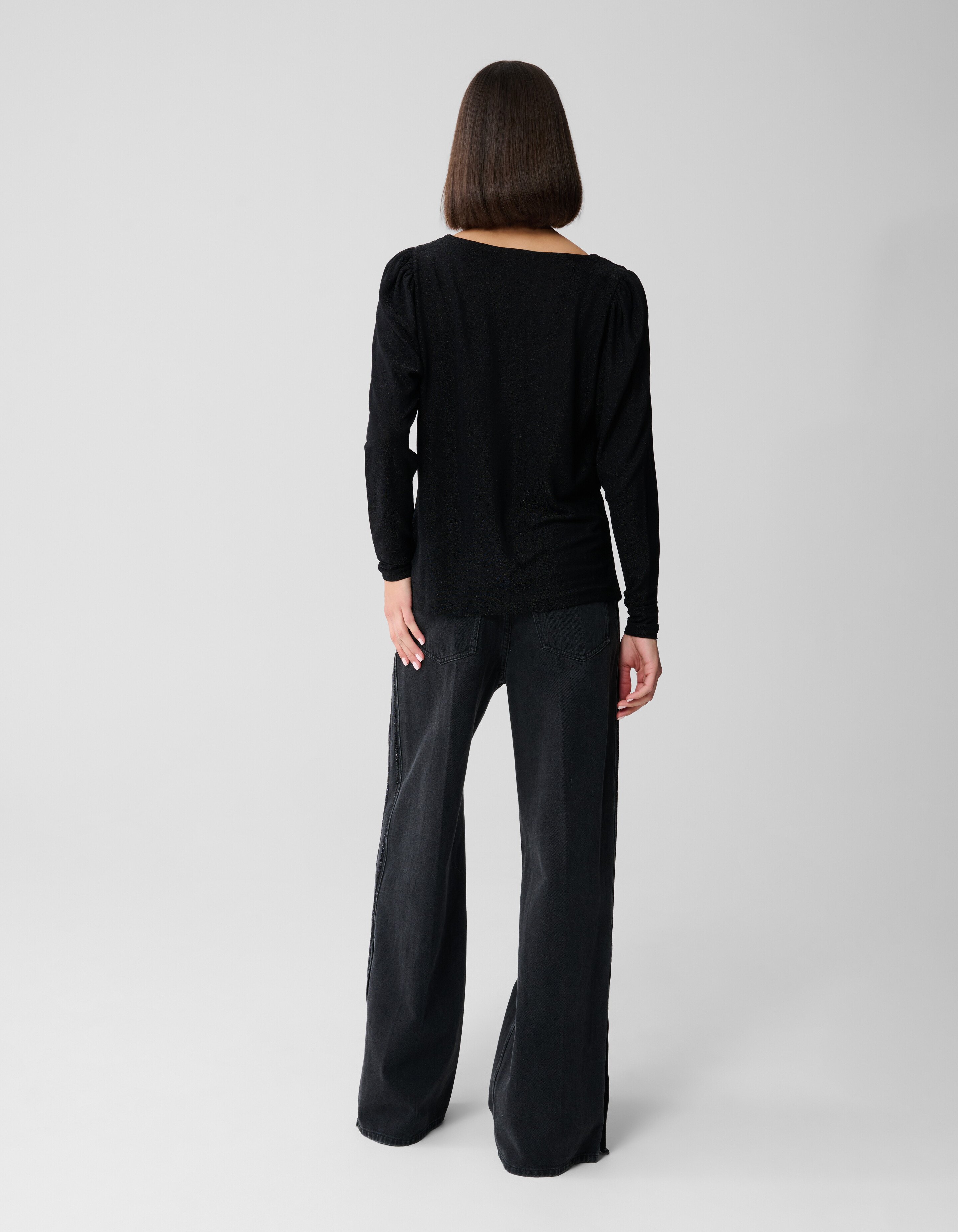 Glitzer-Drapiertes Top Schwarz SHOEBY WOMEN