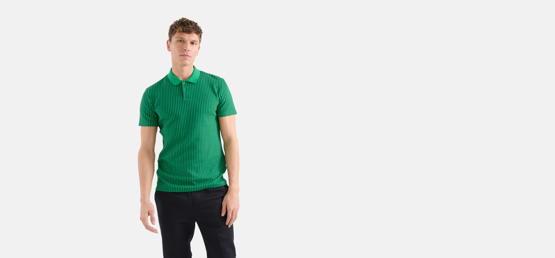 Polo mit Rechteckmuster Grün SHOEBY MEN
