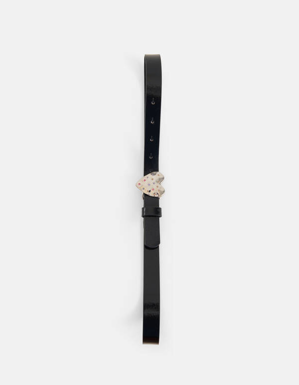 Heart Buckle Riem Zwart SHOEBY ACCESSOIRES