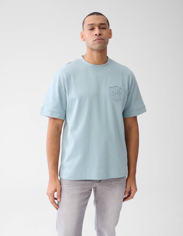 Stickerei-T-Shirt Hellblau SHOEBY MEN