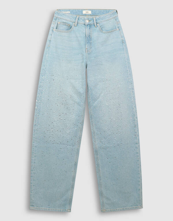 Strass-Wasserfall-Jeans mit Barrel-Passform, geble SHOEBY WOMEN