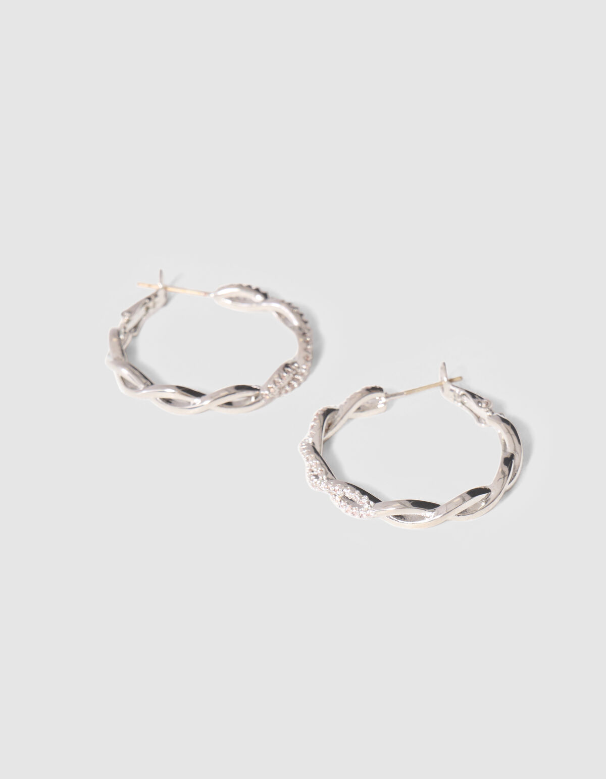 Geflochtene Strass Ohrringe Silber SHOEBY ACCESSOIRES