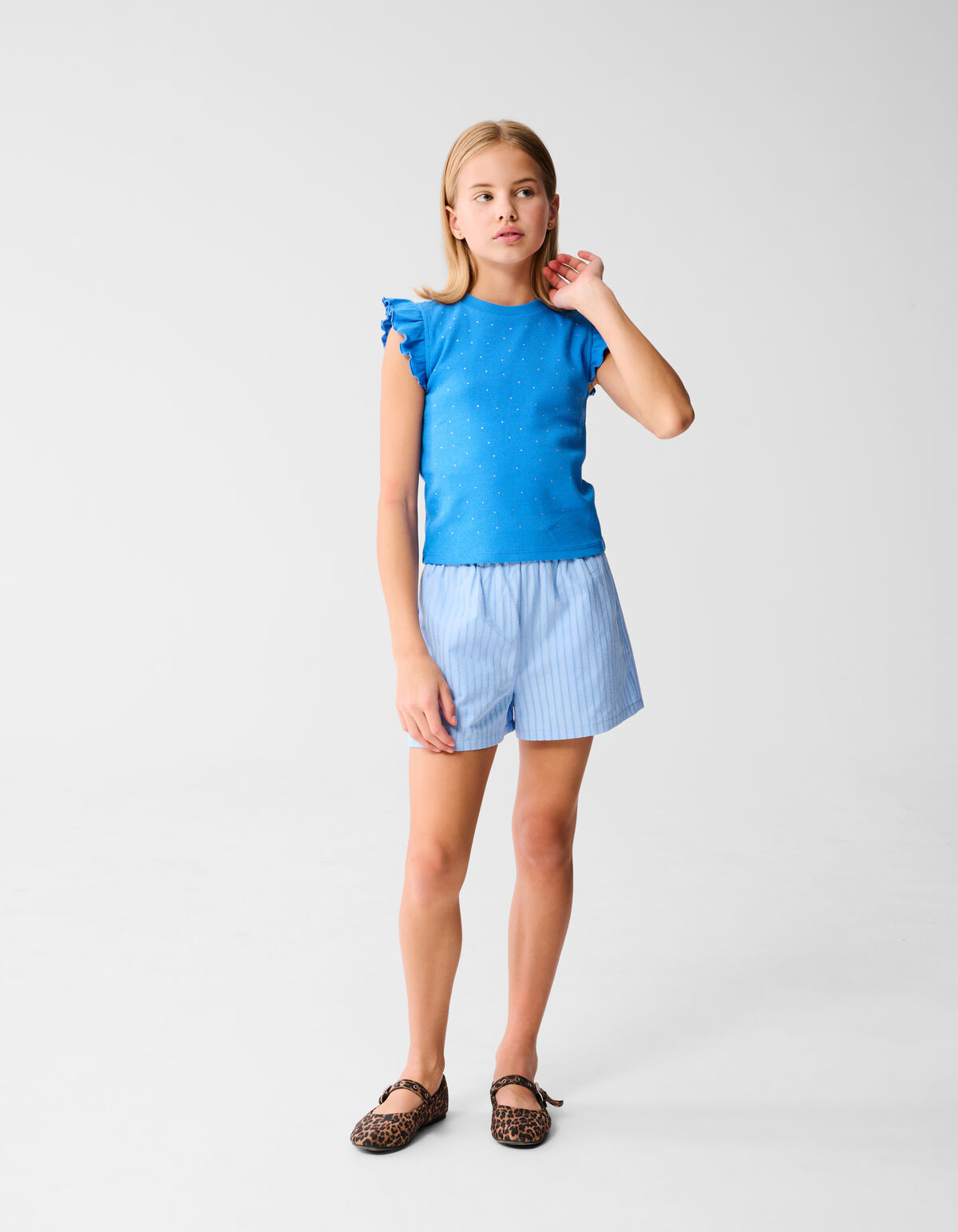 Strass-Rüschen-Top Blau SHOEBY GIRLS