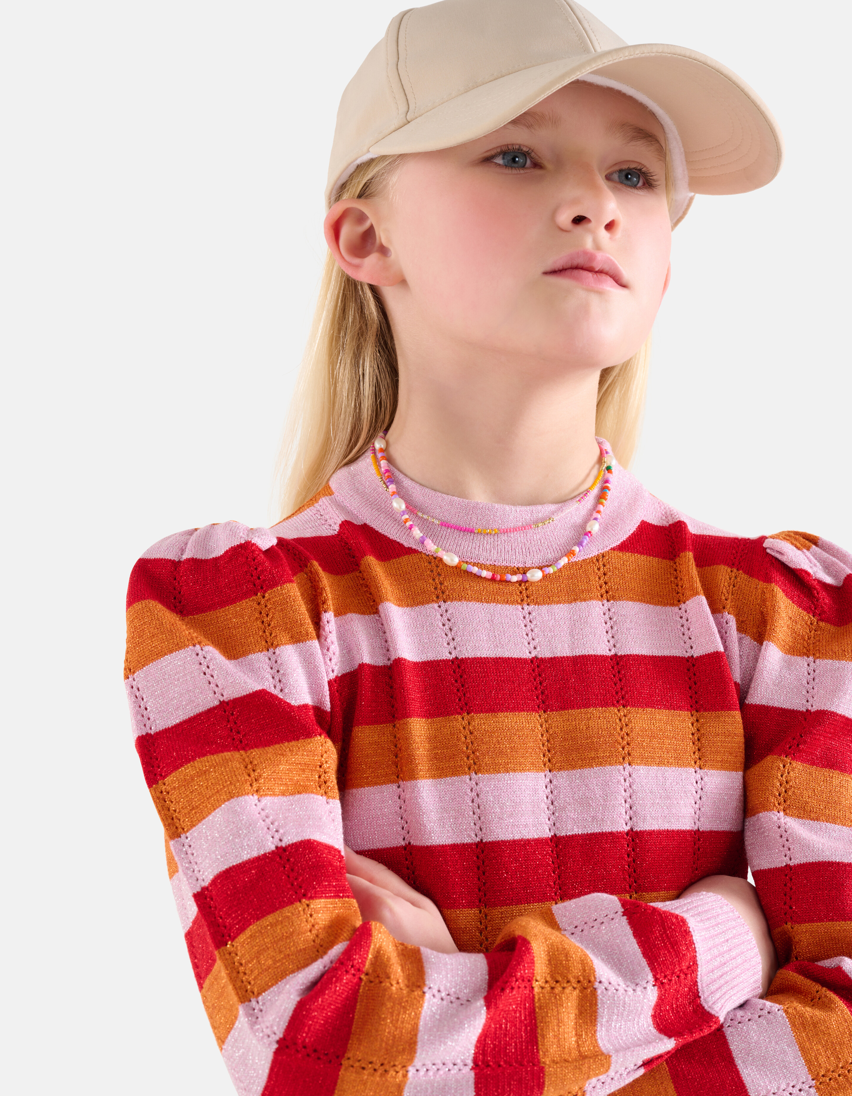 Gestreifter Glitzer-Pullover Orange SHOEBY GIRLS