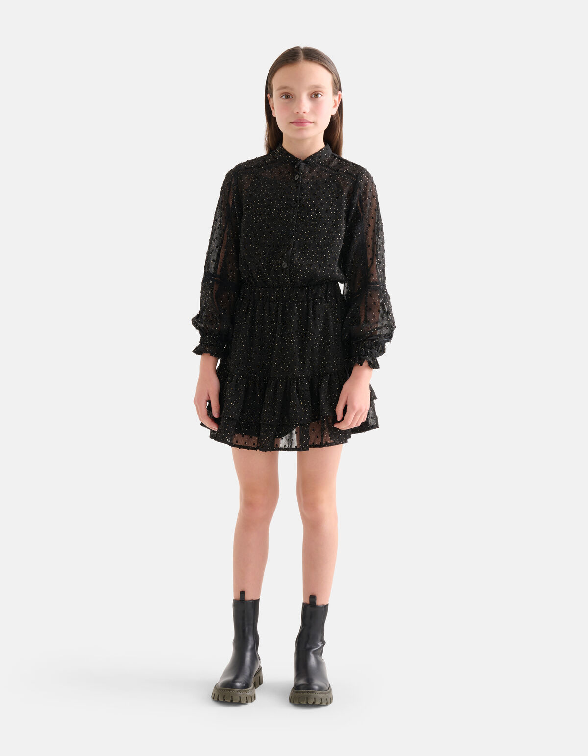 Chiffonkleid mit Tupfen Schwarz SHOEBY GIRLS