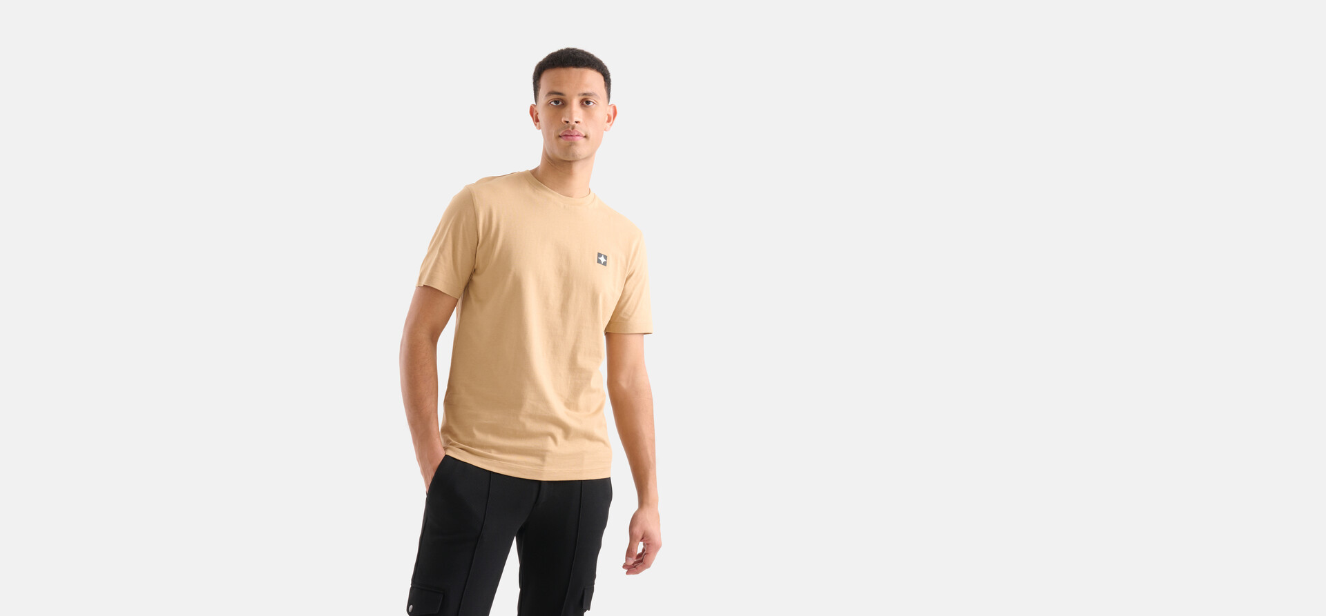 Glitzer-T-Shirt Hellbraun SHOEBY MEN