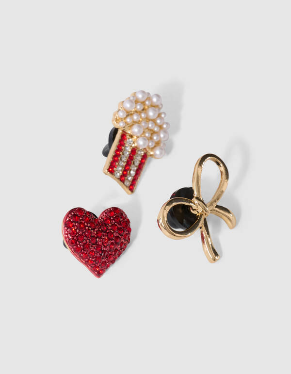 Popcorn-Broschen-Set Rot SHOEBY ACCESSOIRES
