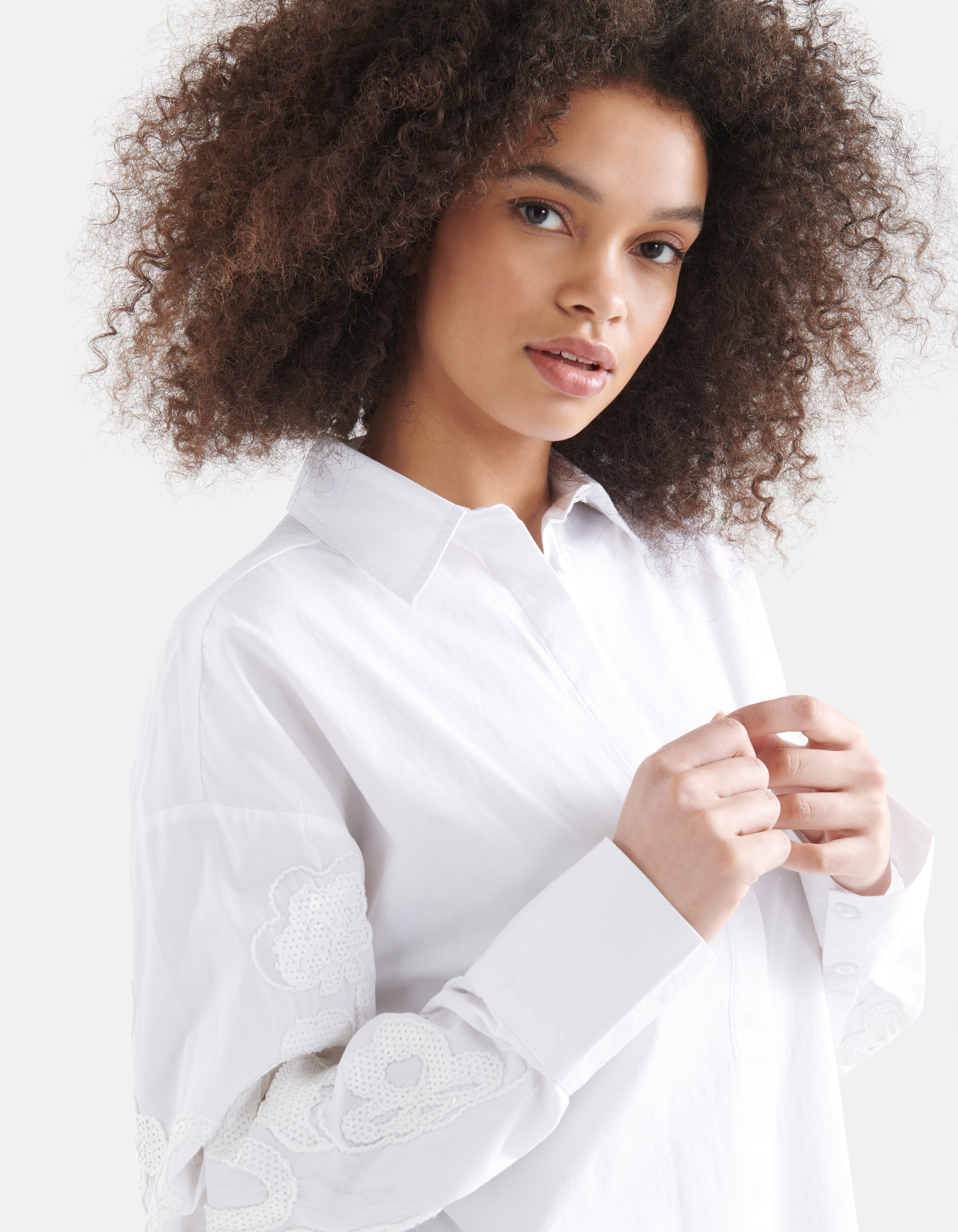 Pailletten Popeline Bluse Weiß SHOEBY WOMEN