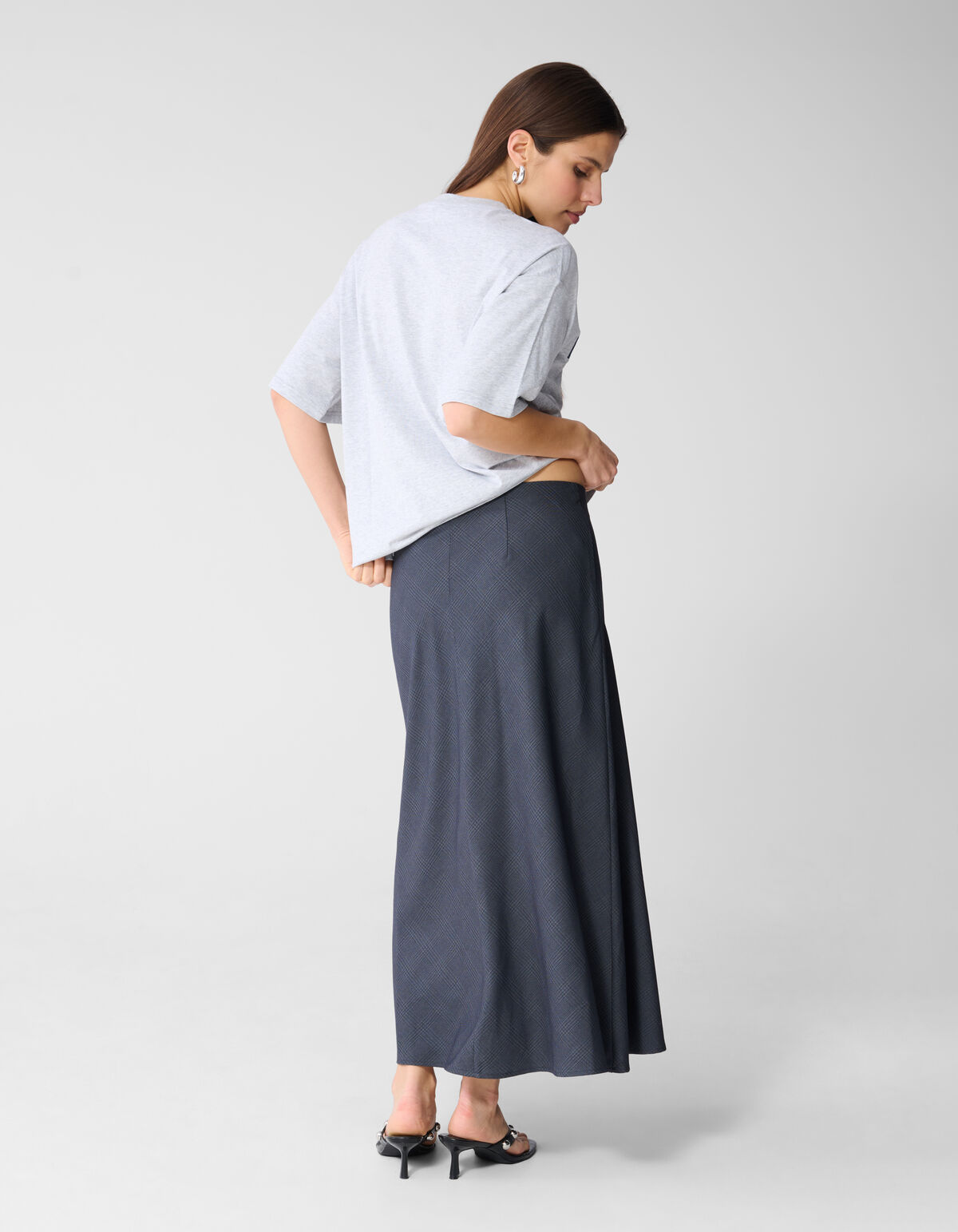 Maxirock mit Karomuster Dunkelgrau SHOEBY WOMEN