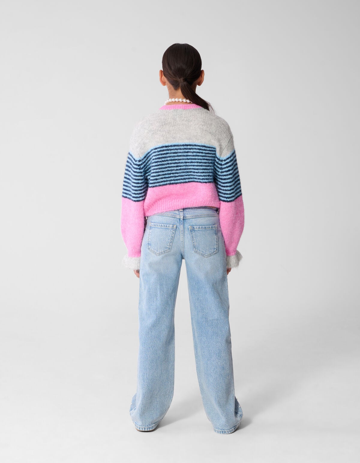 Fluffy Gestreifte Strickjacke Rosa SHOEBY GIRLS