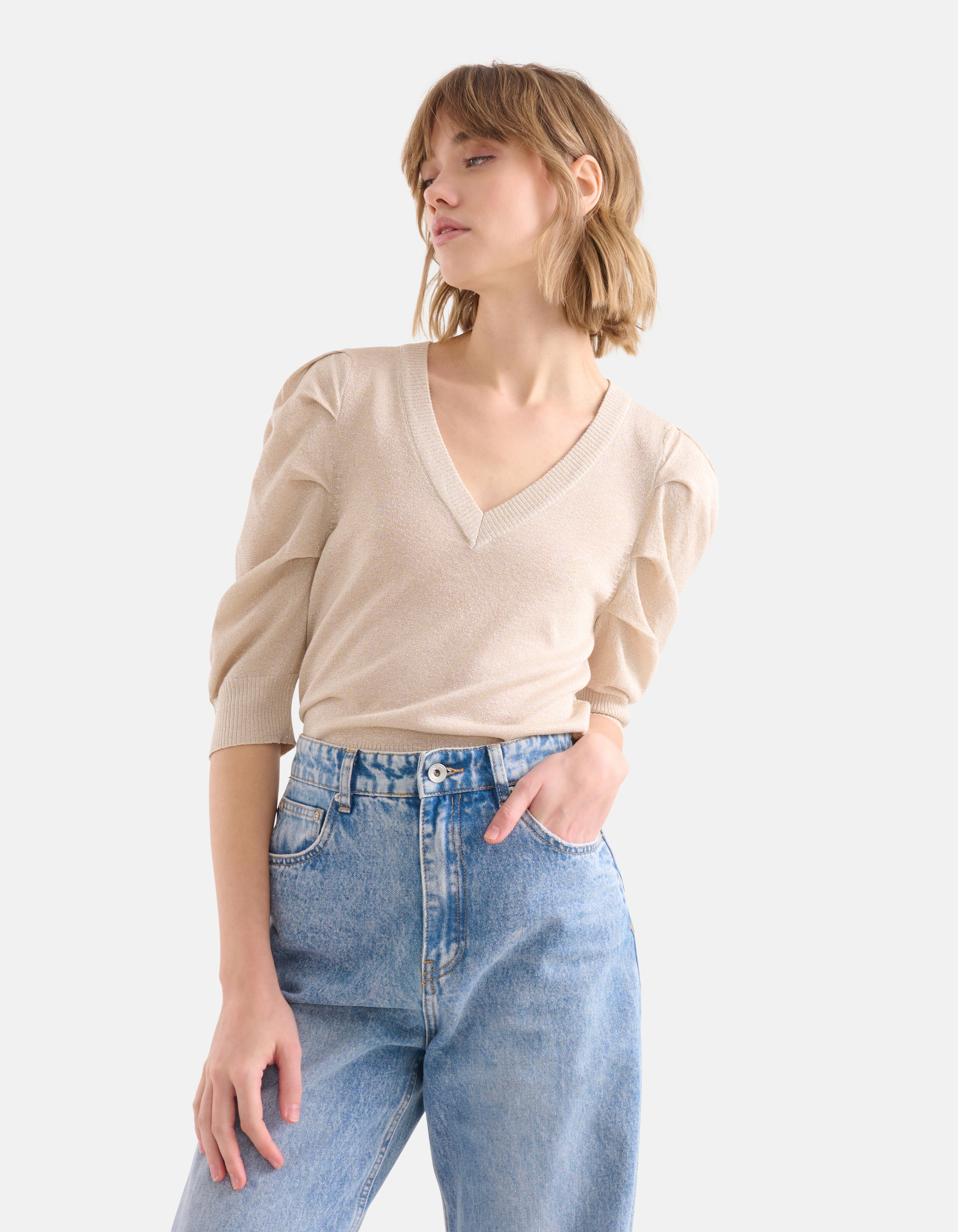 Glitzer-Pullover Beige SHOEBY WOMEN