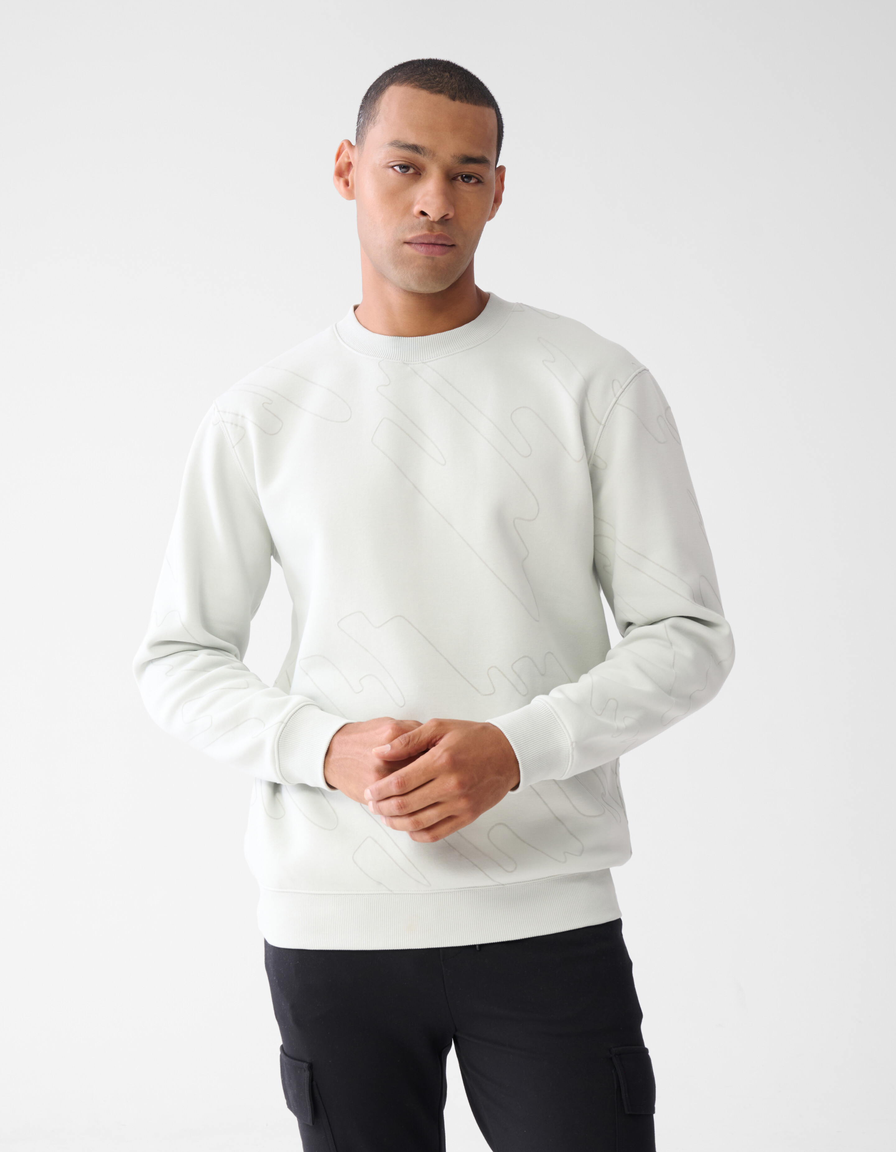 Flockdruck Pullover Hellgrau SHOEBY MEN