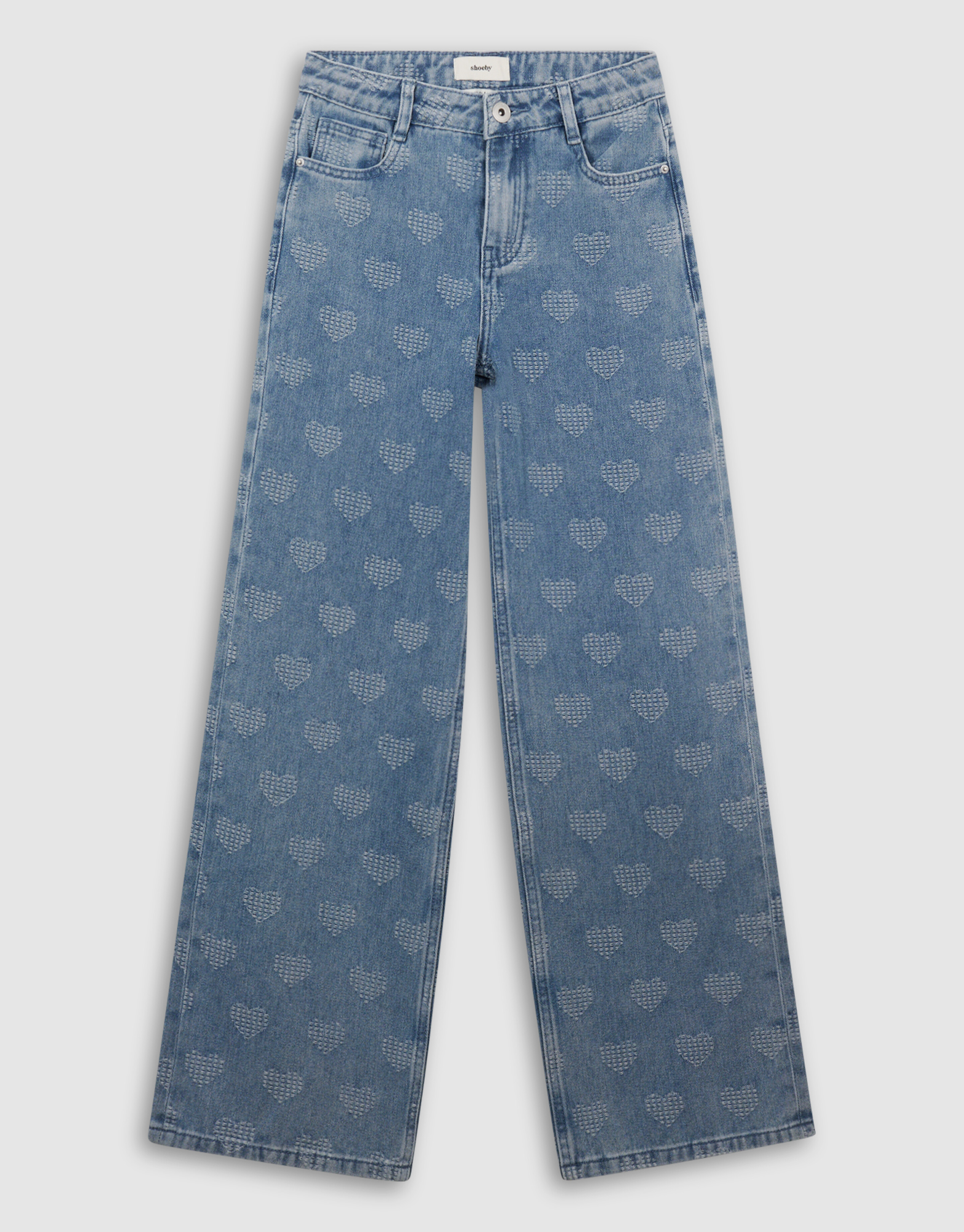 Jeans mit weitem Bein und Herzmotiv, Blau SHOEBY GIRLS