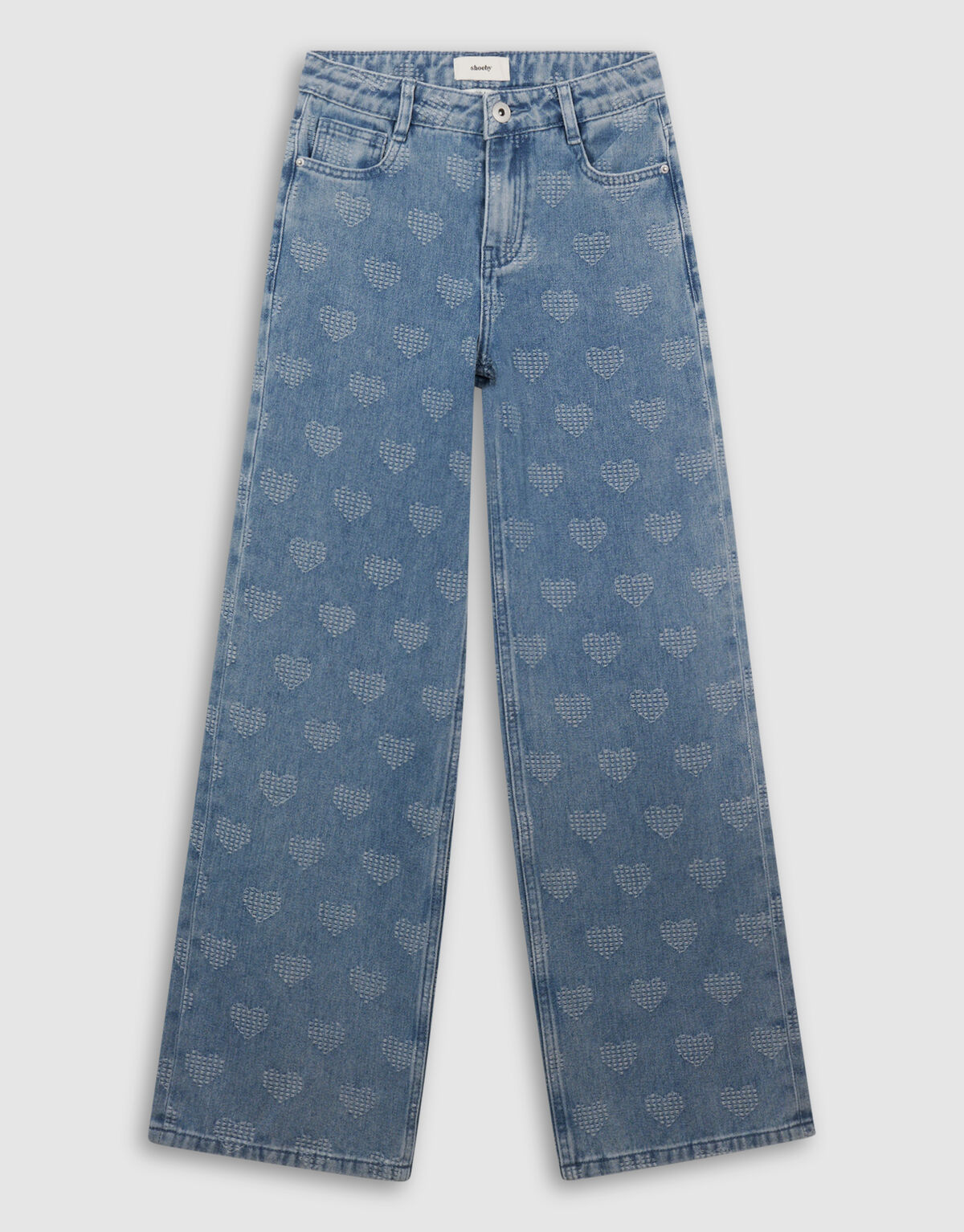 Jeans mit weitem Bein und Herzmotiv, Blau SHOEBY GIRLS