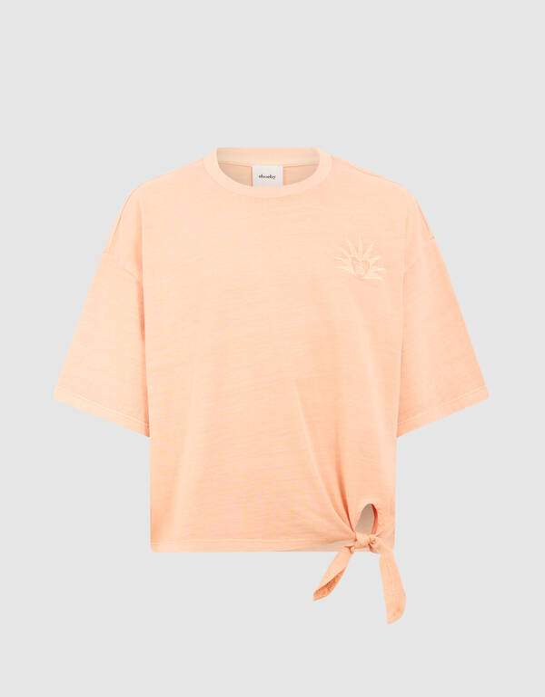 Strik Stickerei T-Shirt Hellorange SHOEBY GIRLS