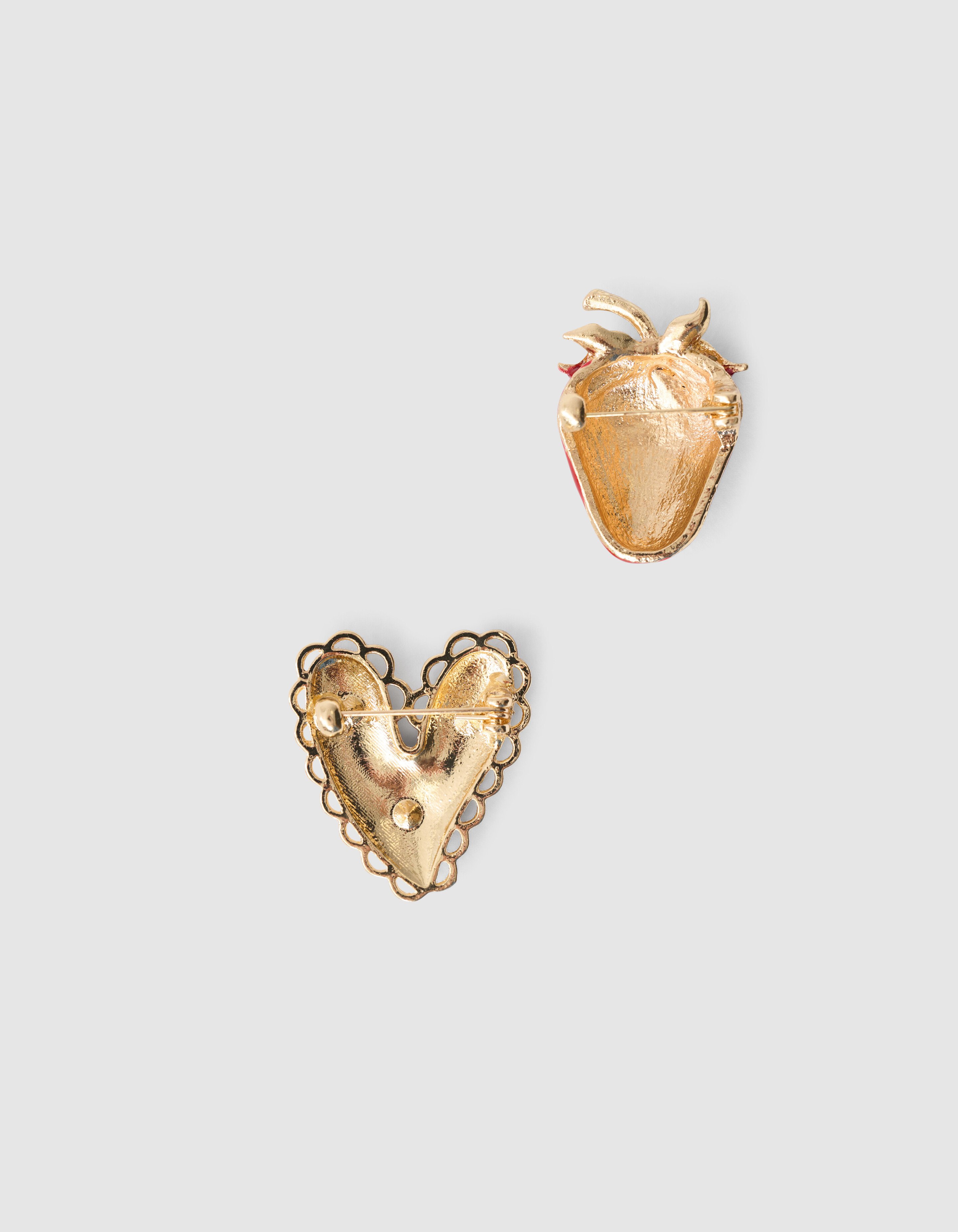 Strawberry Heart Brooch Set Rot SHOEBY ACCESSOIRES