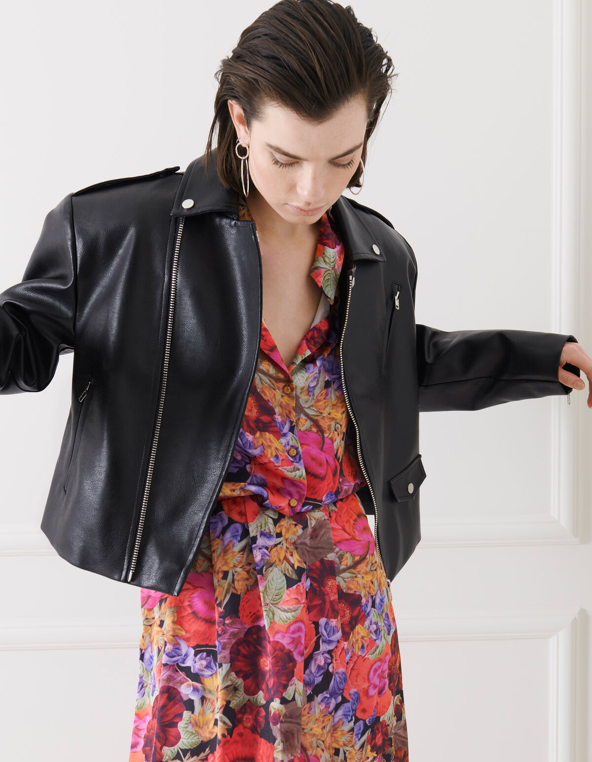 Bikerjacke aus veganem Leder Schwarz SHOEBY WOMEN