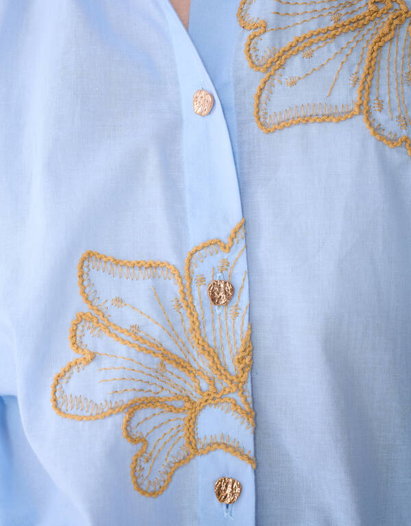 Blumen Kordbluse Hellblau von Mieke SHOEBY WOMEN