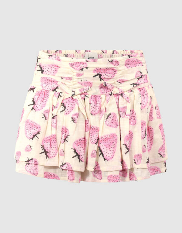 Erdbeerprint Minirock Gebrochen Wei&szlig; SHOEBY GIRLS