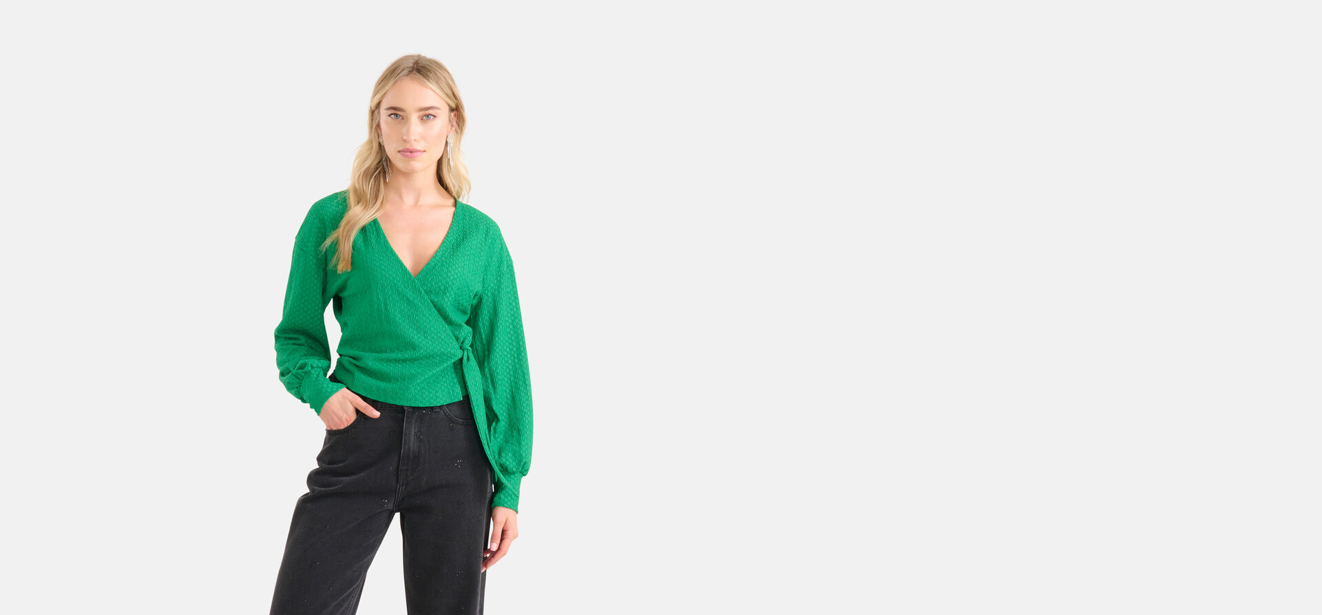 Crinkle Wrap Top Grün SHOEBY WOMEN