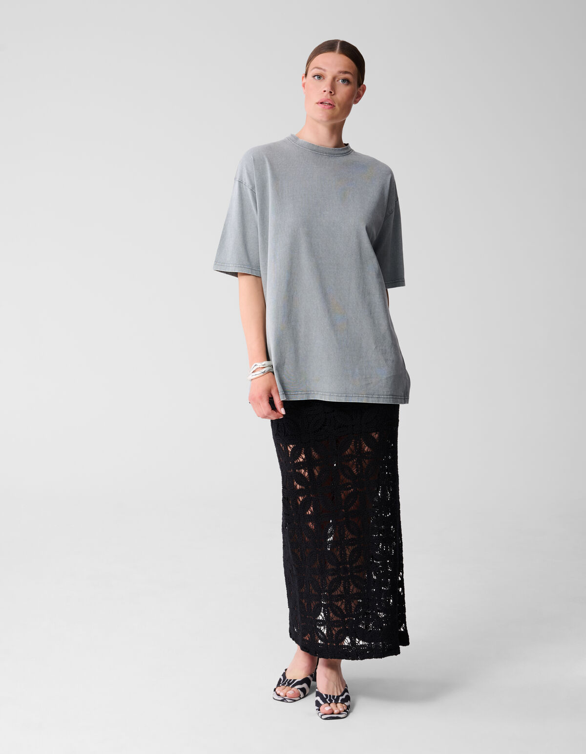 Übergroßes gewaschenes T-shirt Hellgrau SHOEBY WOMEN