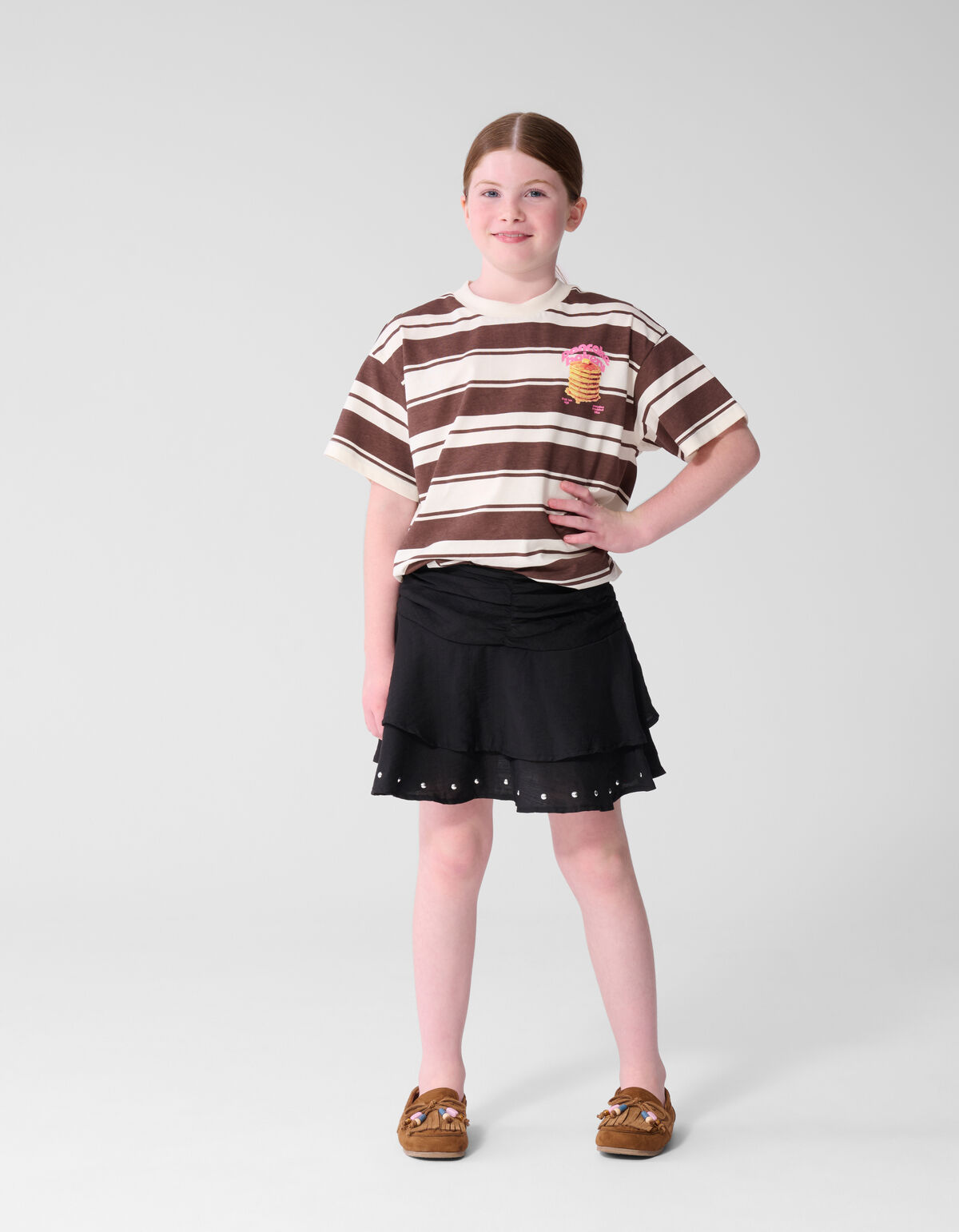 Ruffle Stud Rok Schwarz SHOEBY GIRLS
