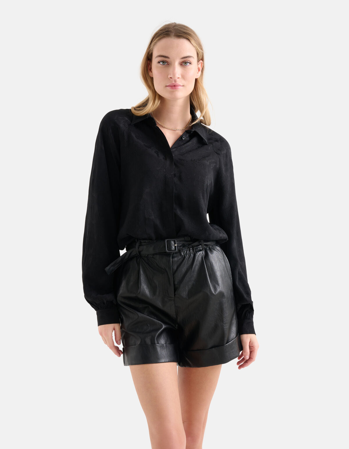 Entspannte Jacquard-Bluse Schwarz SHOEBY WOMEN