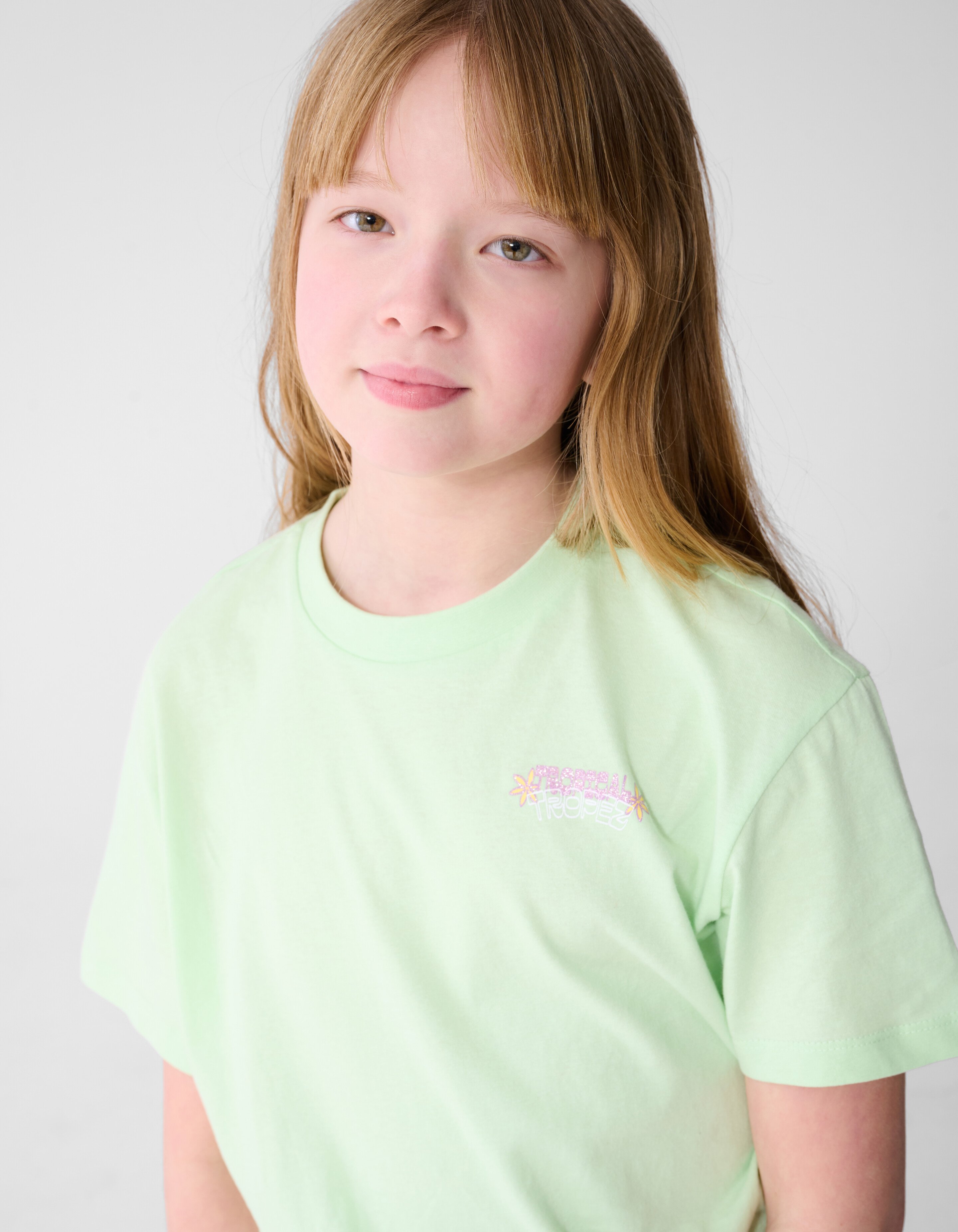 Tropical Artwork T-Shirt Hellgr&uuml;n SHOEBY GIRLS