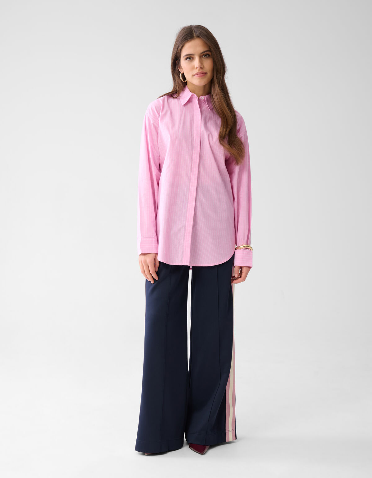 Gestreifte Popeline-Bluse Rosa SHOEBY WOMEN
