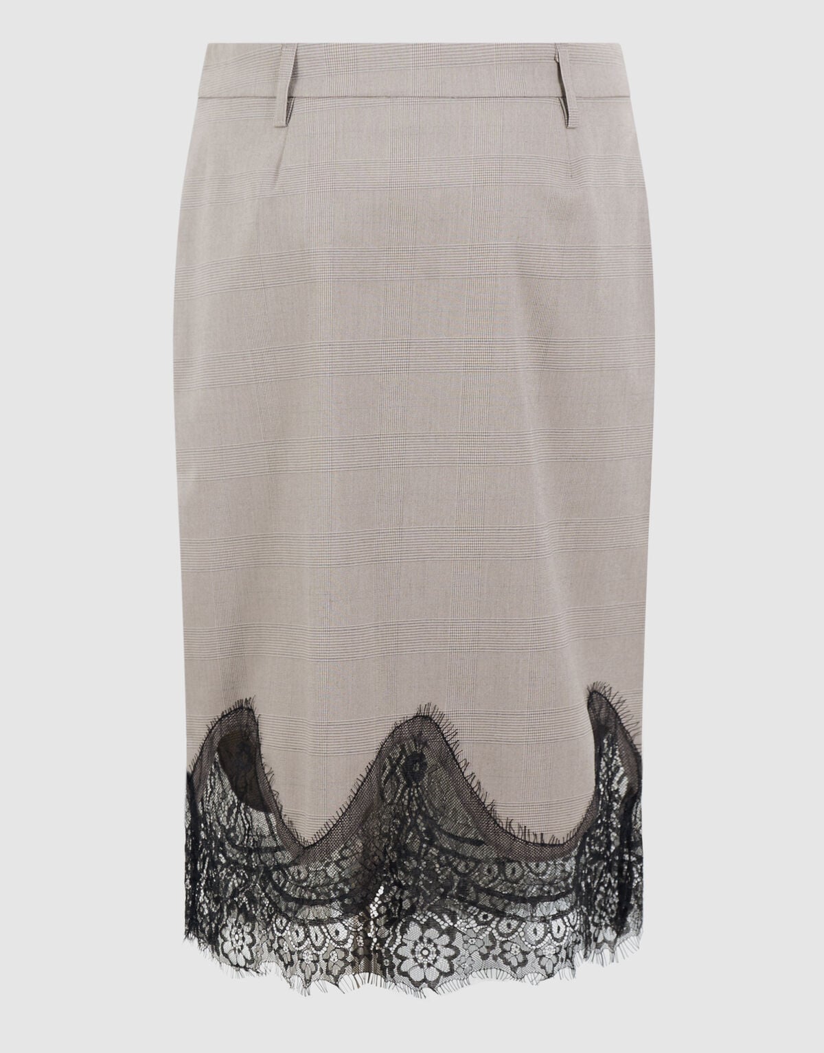 Kanten Rauten Midi Rock Hellgrau SHOEBY WOMEN