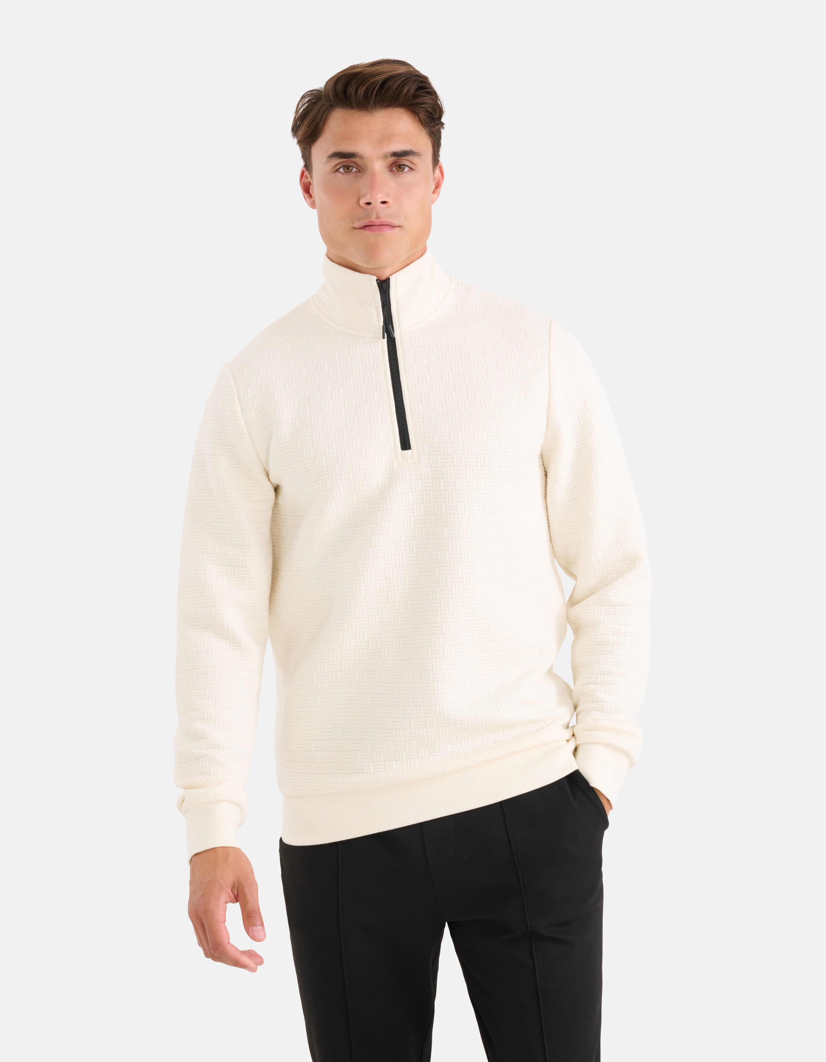 Strukturierter Pullover mit halbem Reißverschluss SHOEBY MEN