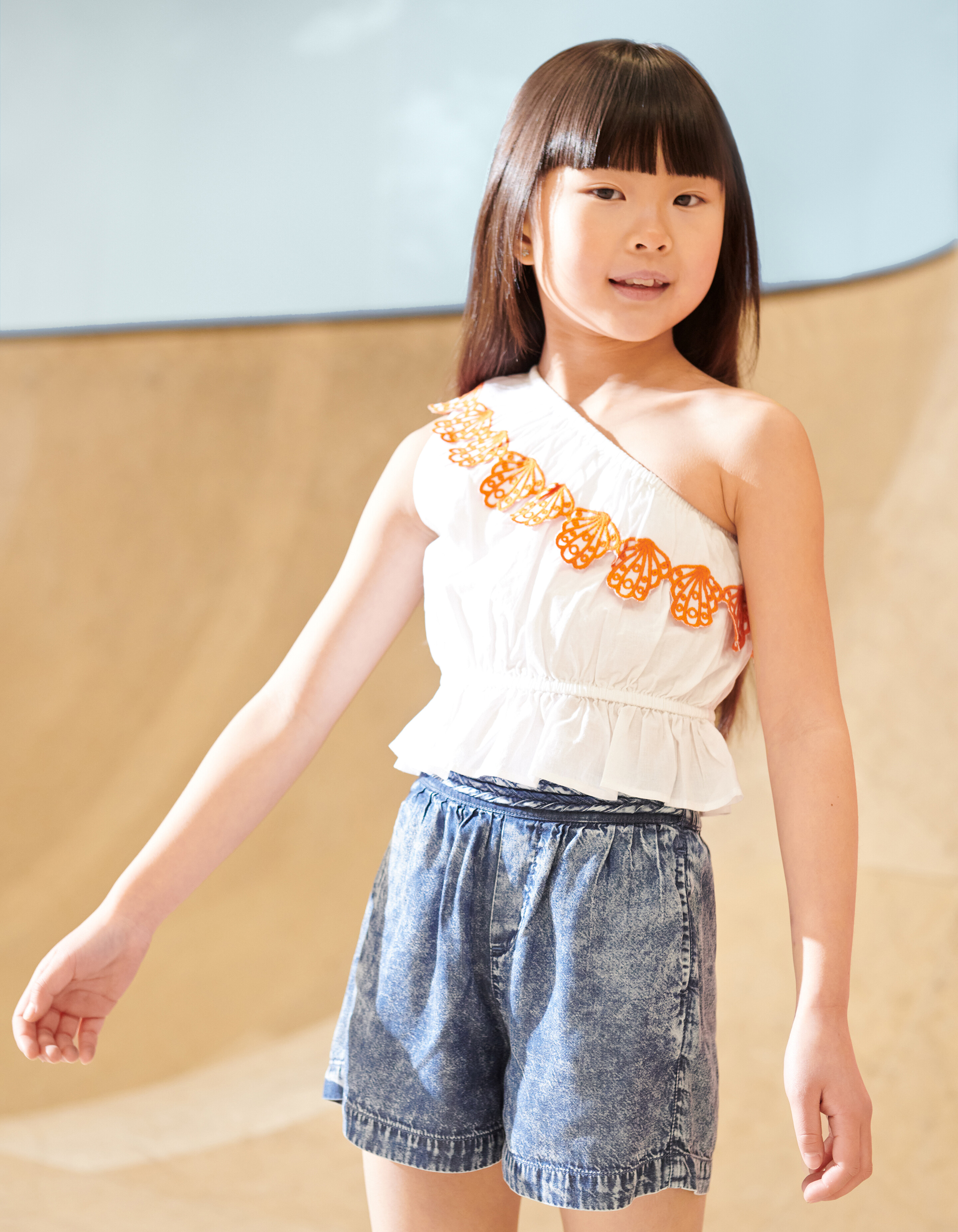 Besticktes Crop Top Weiß SHOEBY GIRLS