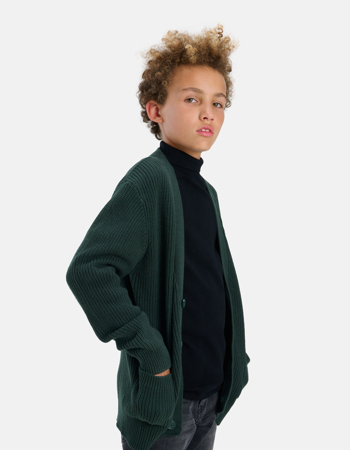 Dunkelgrüne Strickweste SHOEBY BOYS