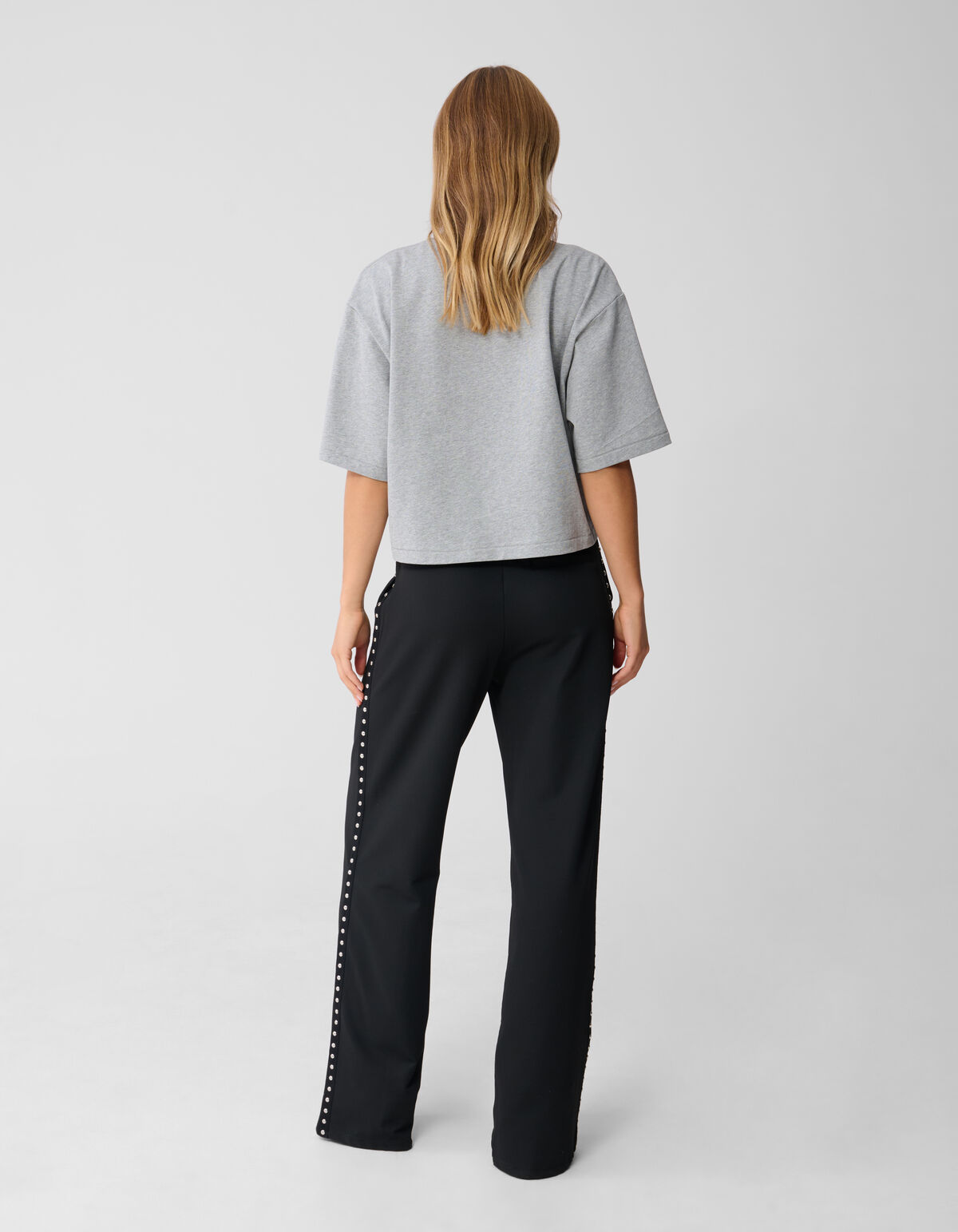 Hose mit weitem Bein und Nietenband in Schwarz SHOEBY WOMEN