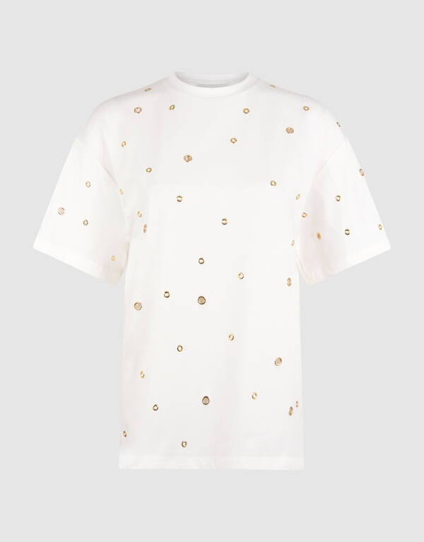 Oversized T-Shirt mit &Ouml;sen Wei&szlig; SHOEBY WOMEN