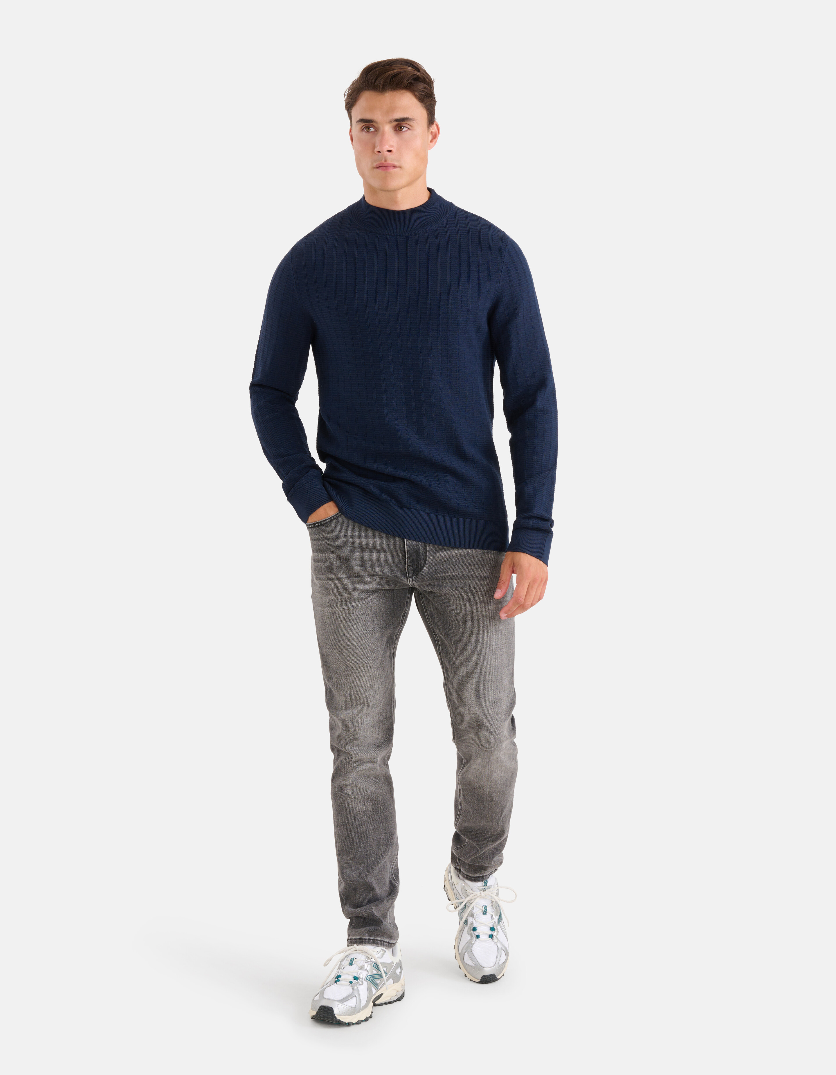 Struktur Pullover Dunkelblau SHOEBY MEN