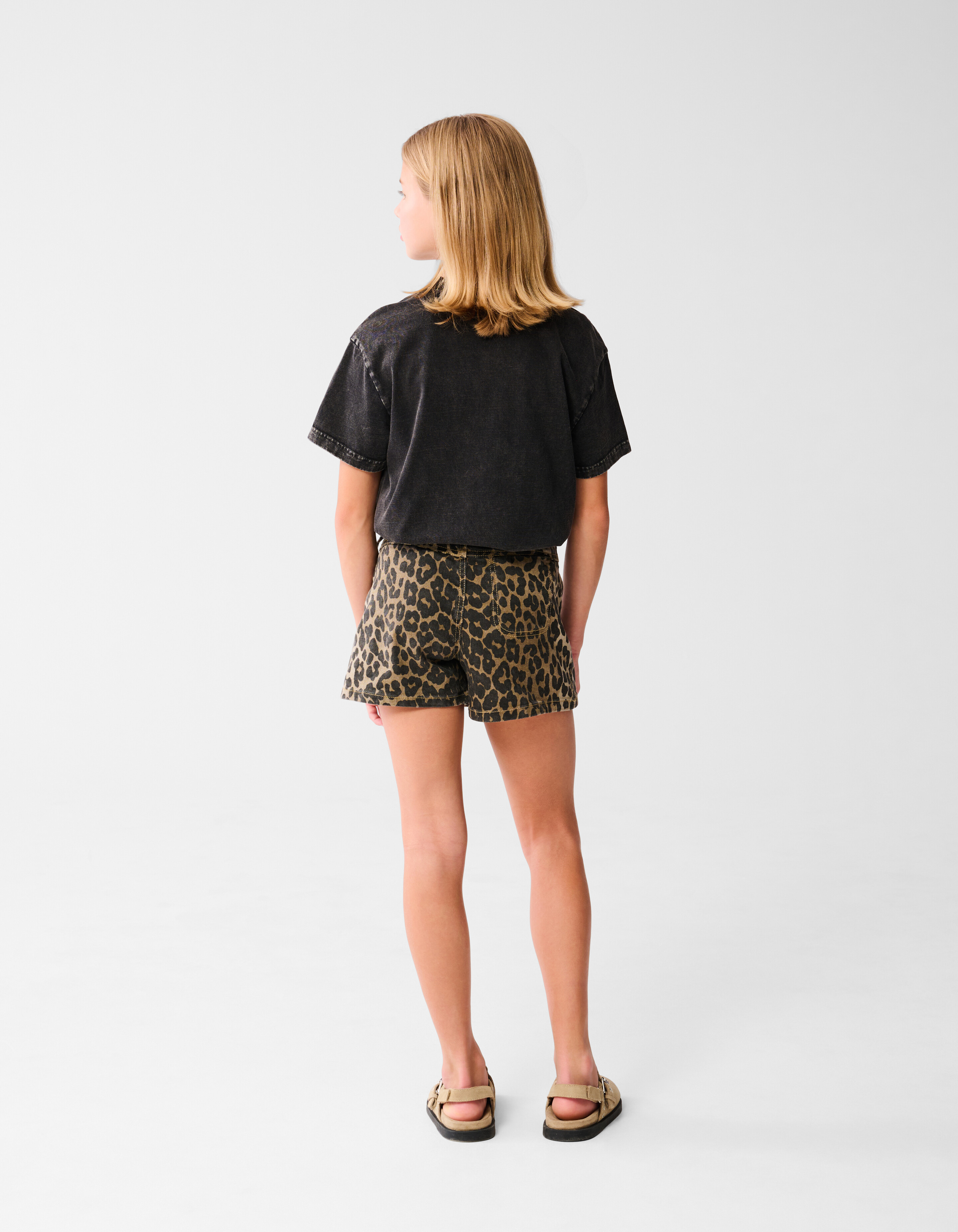 Gewaschenes Herz-T-Shirt Dunkelgrau SHOEBY GIRLS
