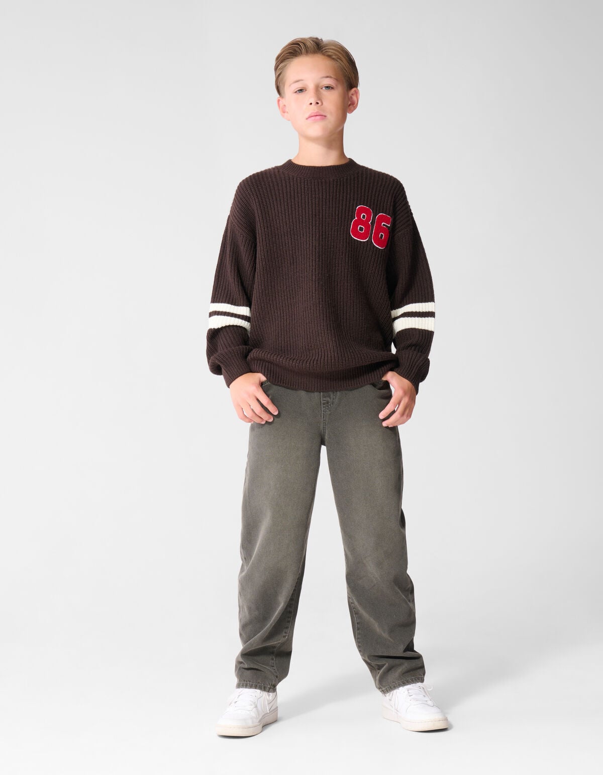 Varsity Strickpullover Dunkelbraun SHOEBY BOYS