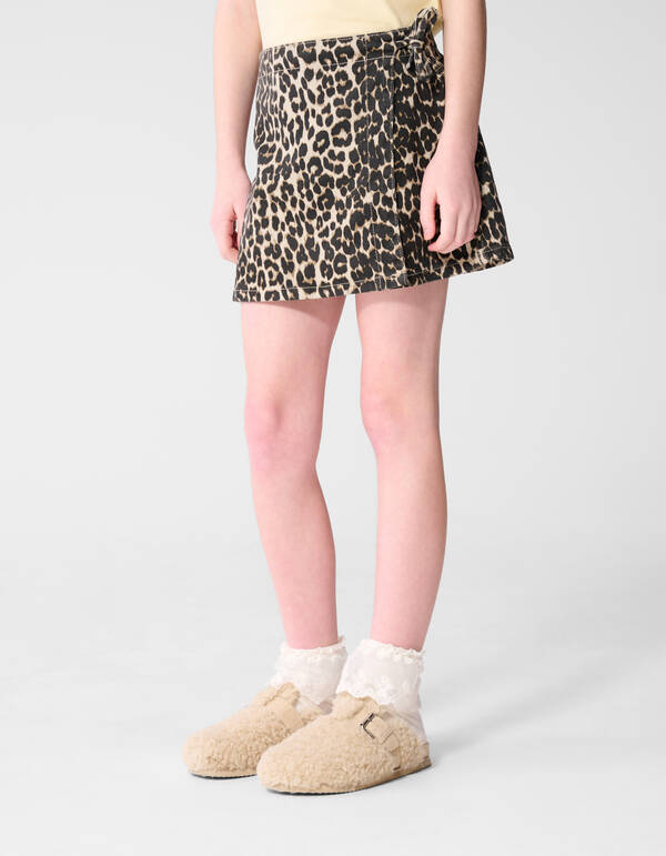 Denim-Leoparden-Skort Braun SHOEBY GIRLS