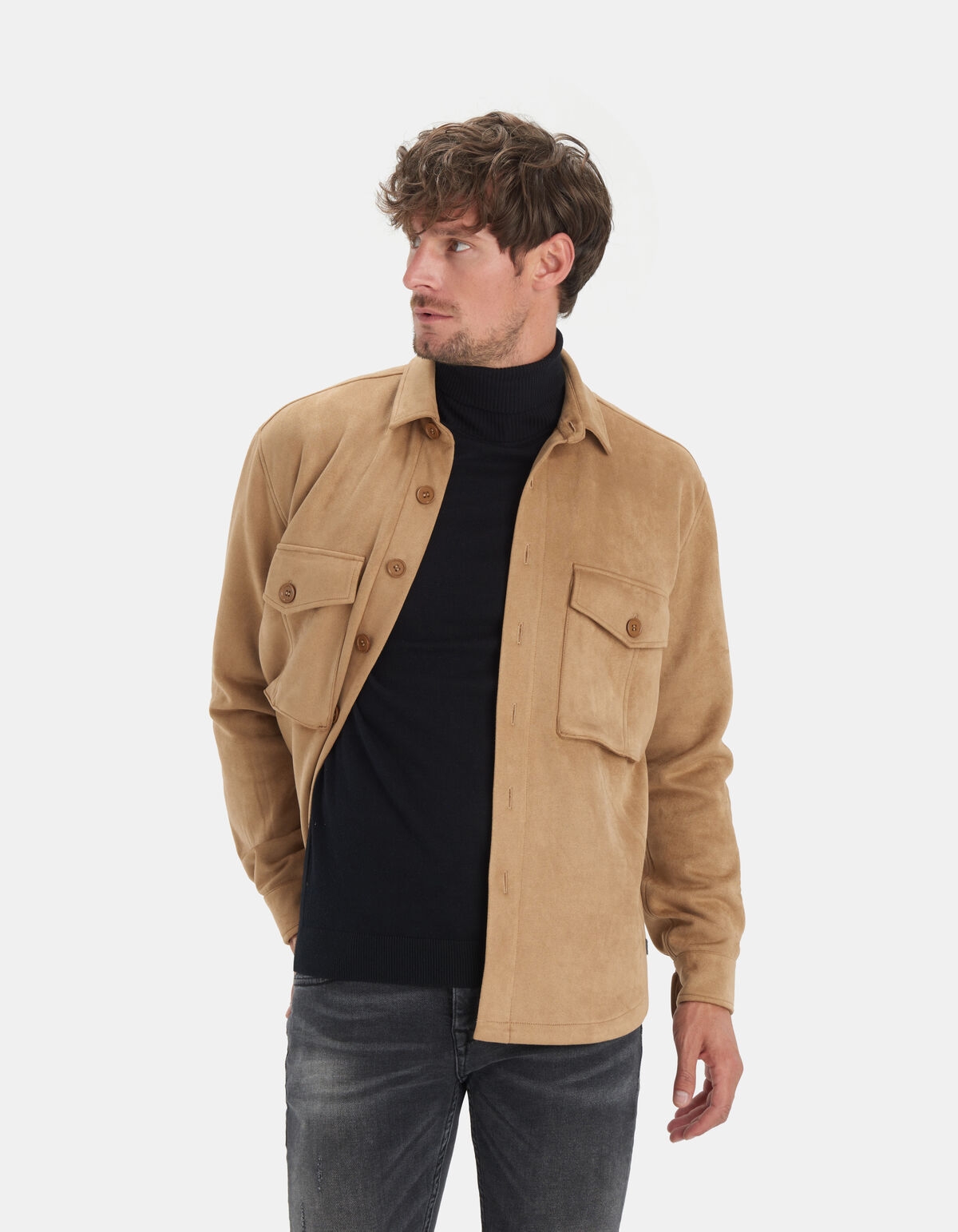 Overshirt aus Veloursleder REFILL