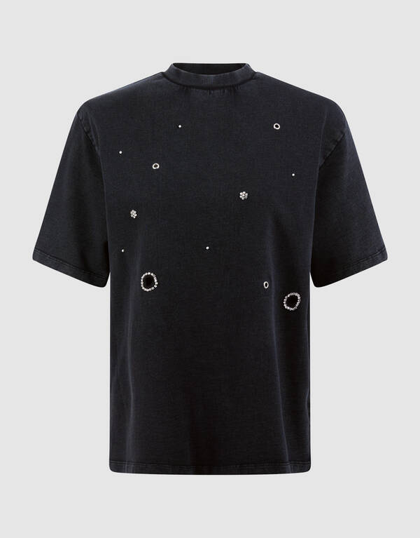 &Uuml;bergro&szlig;es verziertes T-Shirt Dunkelgrau SHOEBY WOMEN