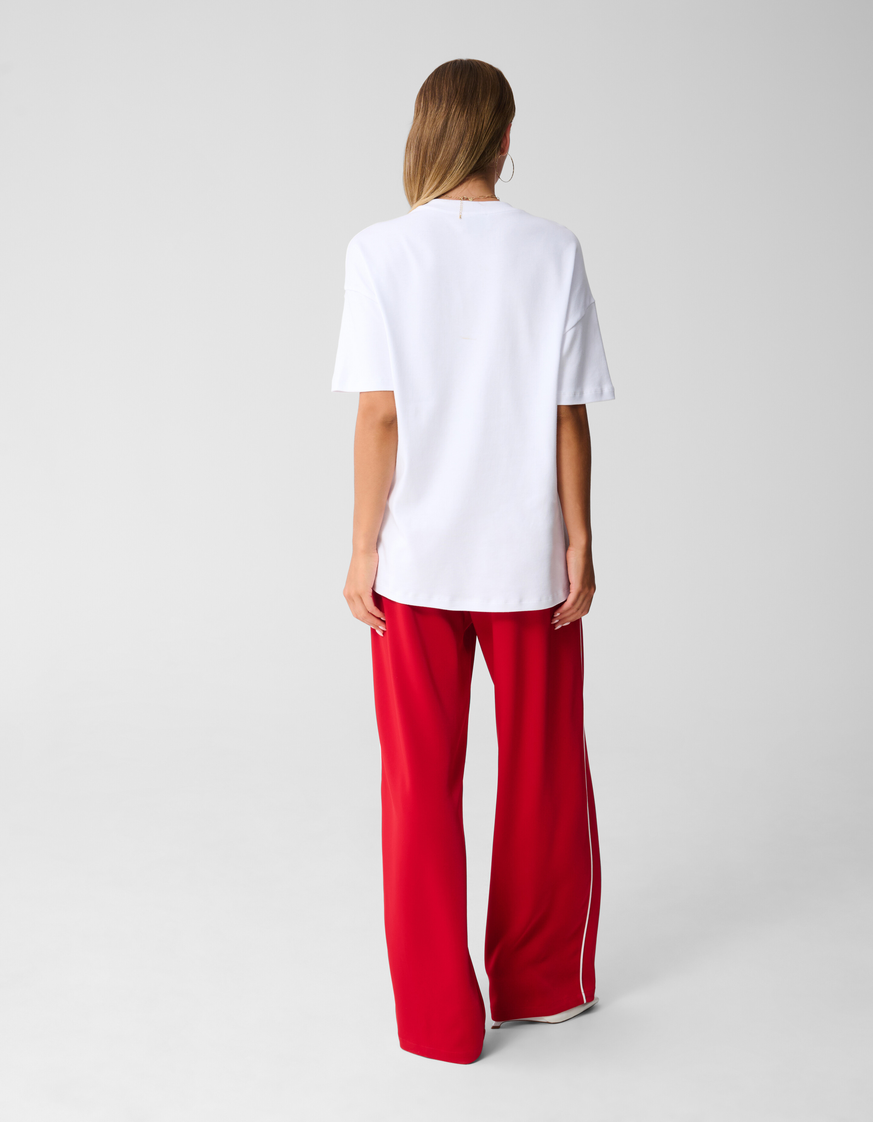 Sporty Wide Leg Broek Rood SHOEBY WOMEN
