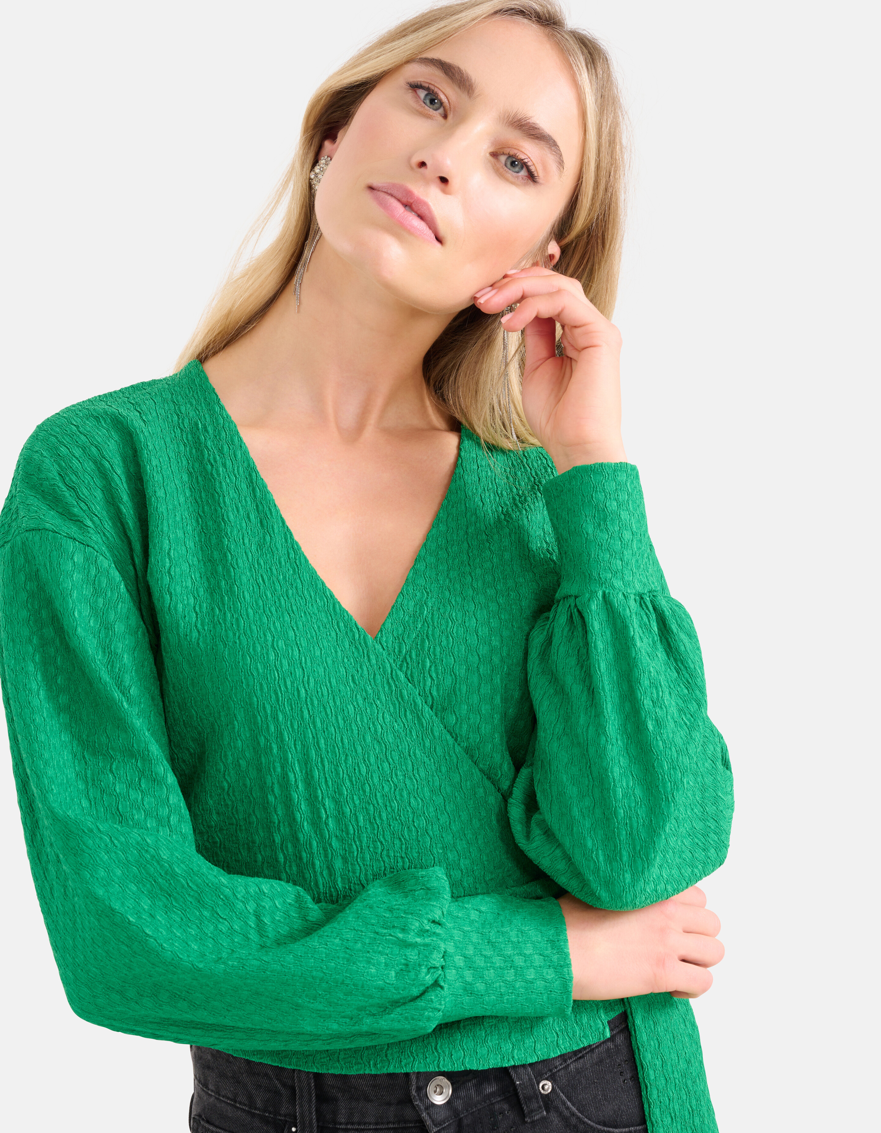 Crinkle Wrap Top Grün SHOEBY WOMEN