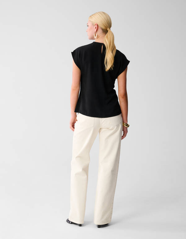 Twist-Top mit Knöpfen Schwarz SHOEBY WOMEN