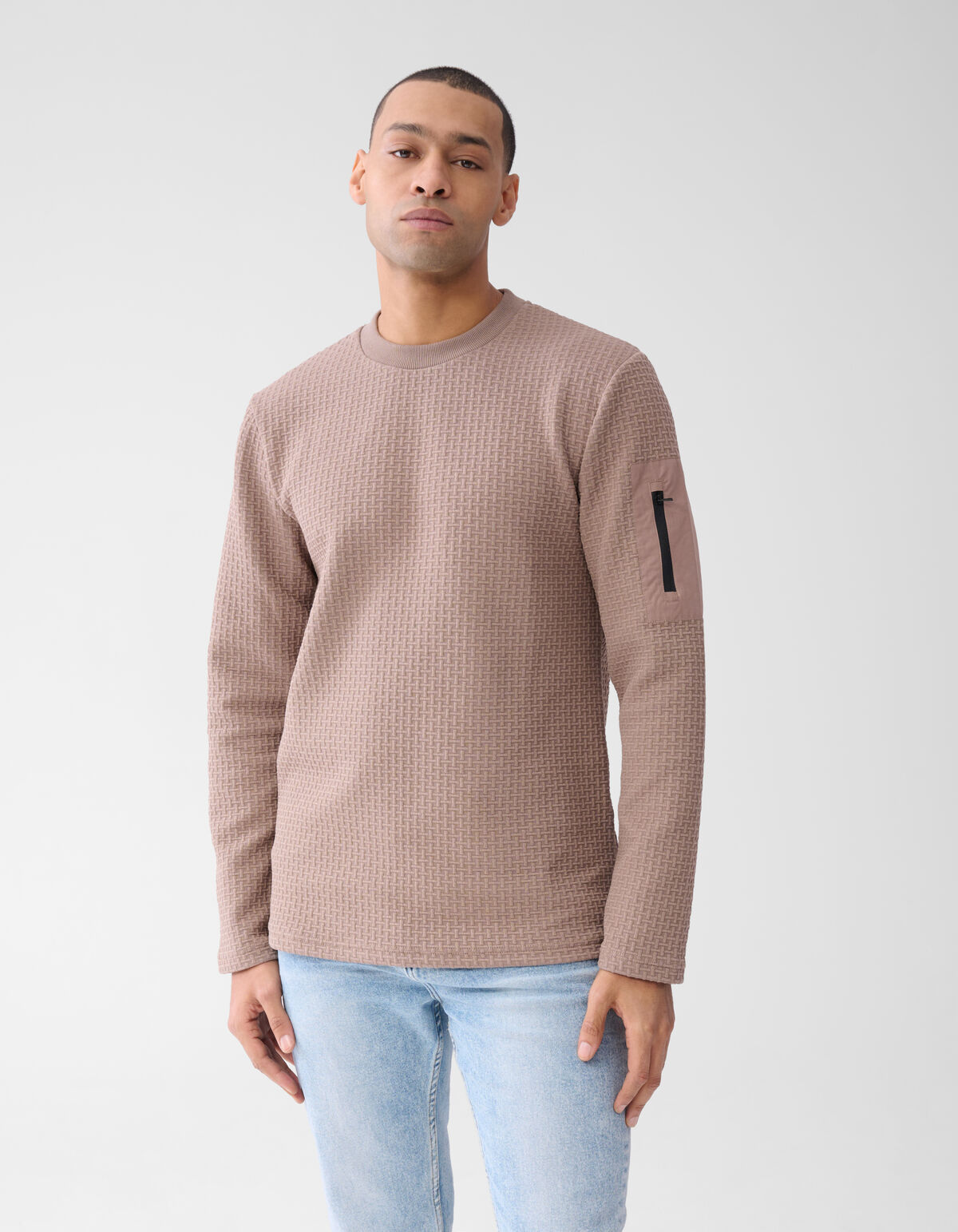 Jersey Textur Longsleeve Hellbraun SHOEBY MEN