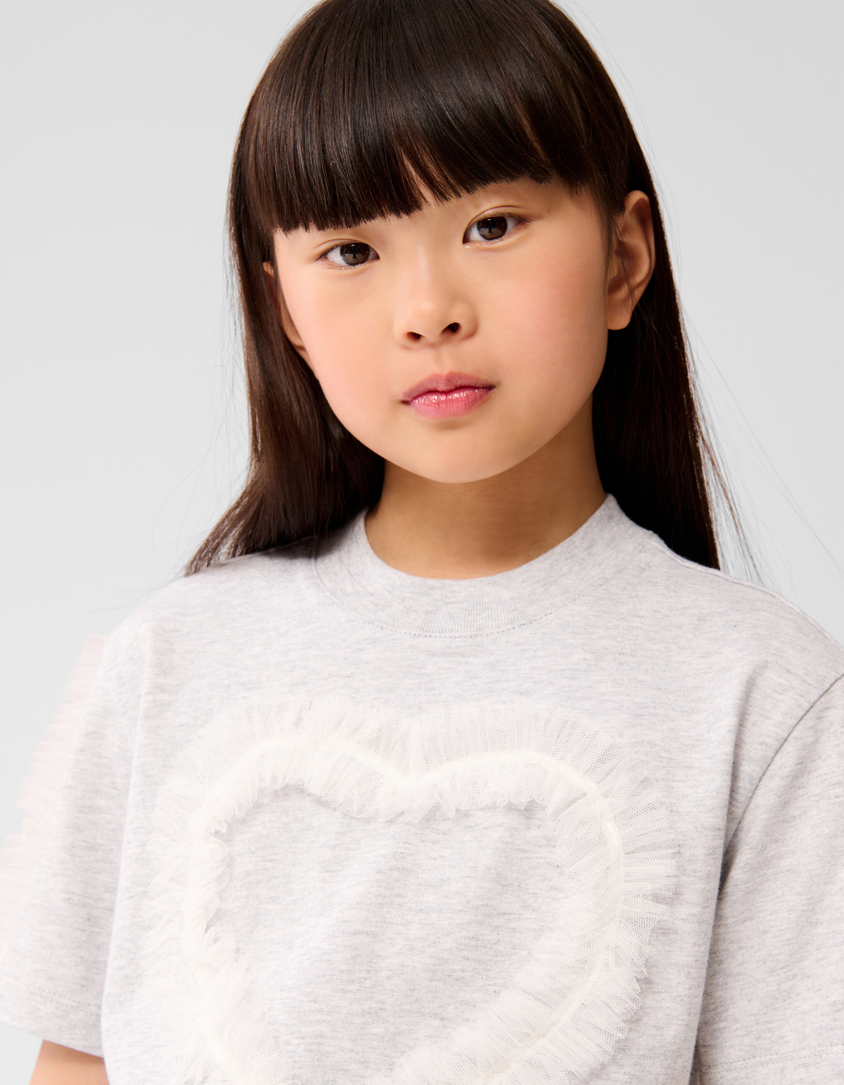 Mesh Heart T-shirt Hellgrau SHOEBY GIRLS